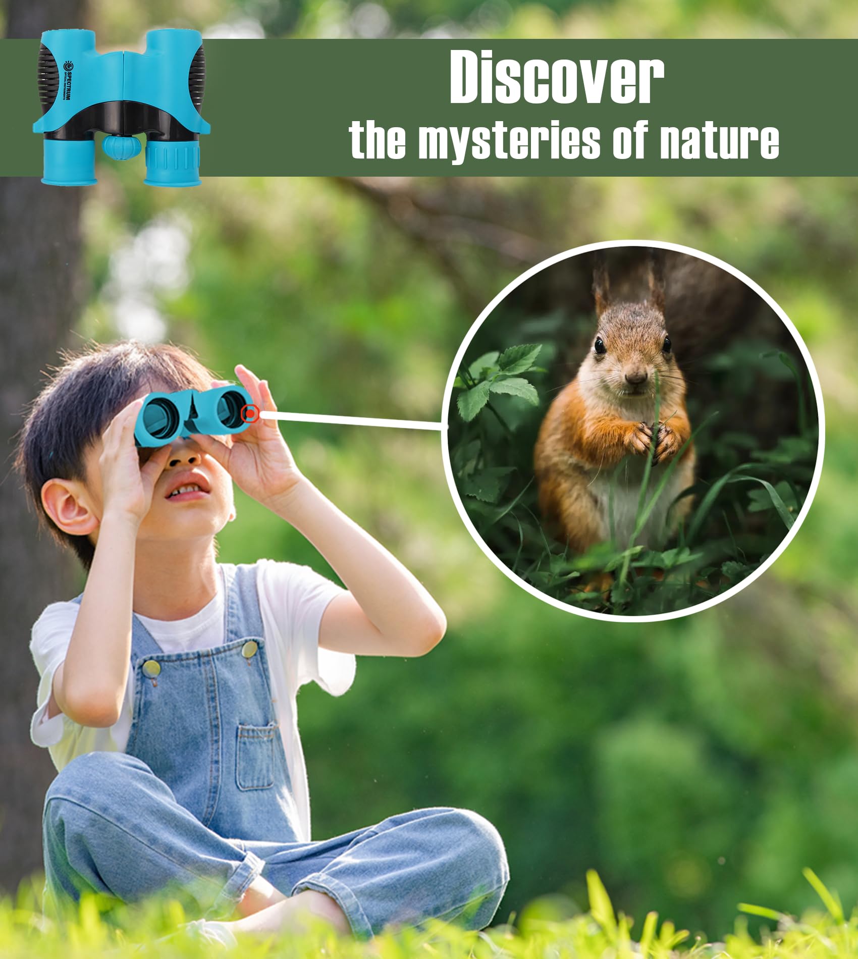 Spectrum Optical Instruments Spectrumoi Binocular For Kids,8X21 Kid Binoculars, Binoculars For Kids 8-12, Toy Binoculars For Kids 5-7, Blue Binocular