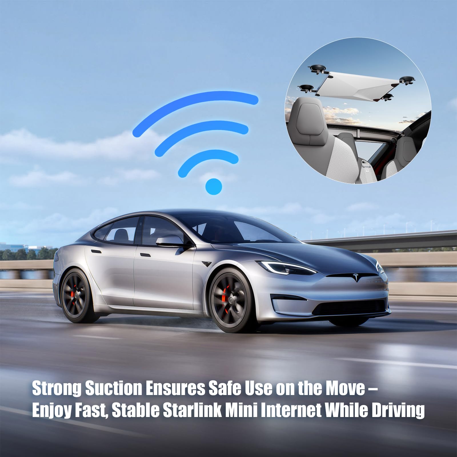 Golured Starlink Mini Car Mount And Car Mounting Kit, Starlink Mini Mount With Strong Suction Cups And Dual Slots For Secure Sunroof/Front/Rear Window Installation, Suitable For Travel Internet (Gray)