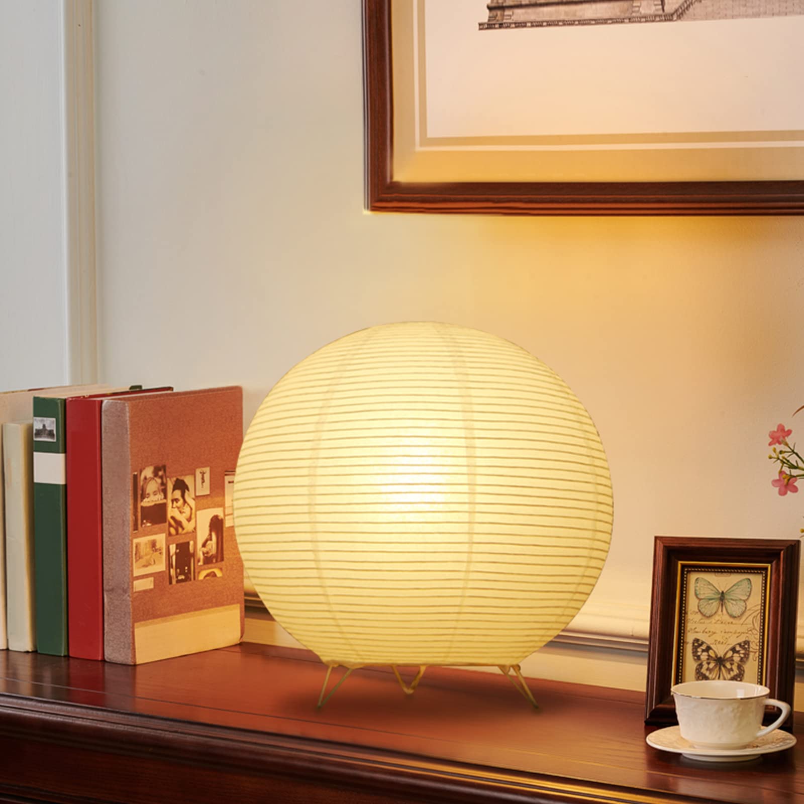 Xenoid Paper Table Lamp - Rice Paper Lantern Desk Lamp Paper Table Lamp Modern Bedside Lamp With Simple Lamp For Nightstand Bedroom Living Room