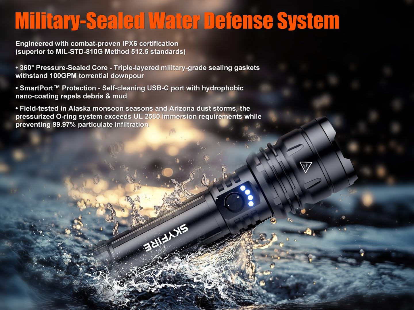 Skyfire Rechargeable Flashlights 1000000 High Lumens With Ignition Lens, Led Super Bright Zoomable Flash Light, 5 Modes Waterproof Handheld Powerful Utility Flashlight For Emergency Camping Hiking