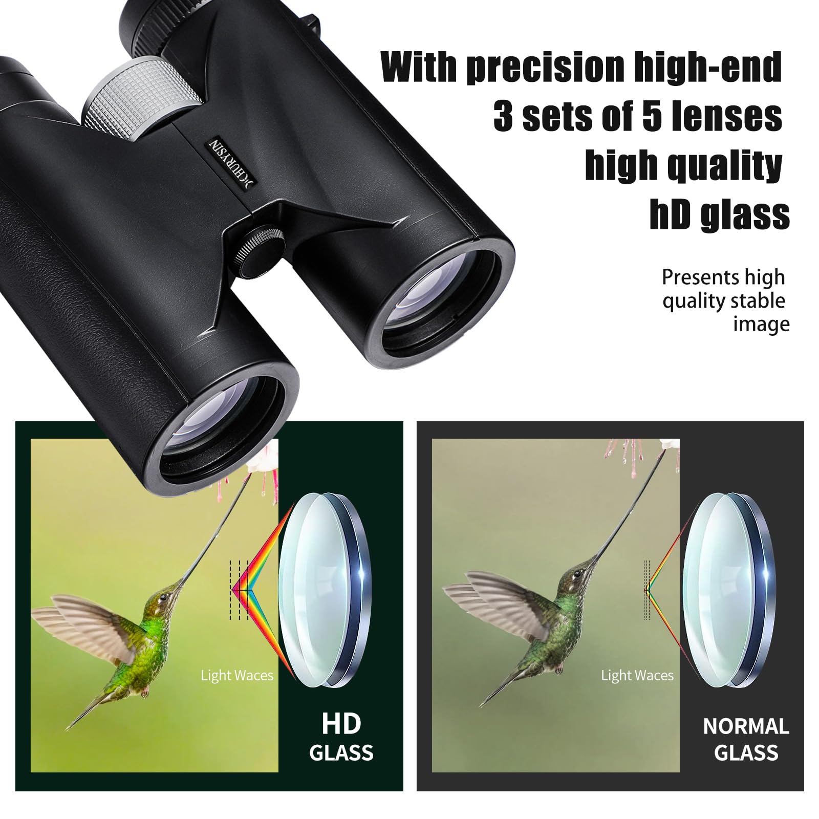 Hurysin Professional Hd 10X42 Binoculars For Adults – High-Powered With Ultra-Clear Hd Optics, Nitrogen-Filled And Waterproof – Perfect For Hunting, Birdwatching, And Outdoor Adventures
