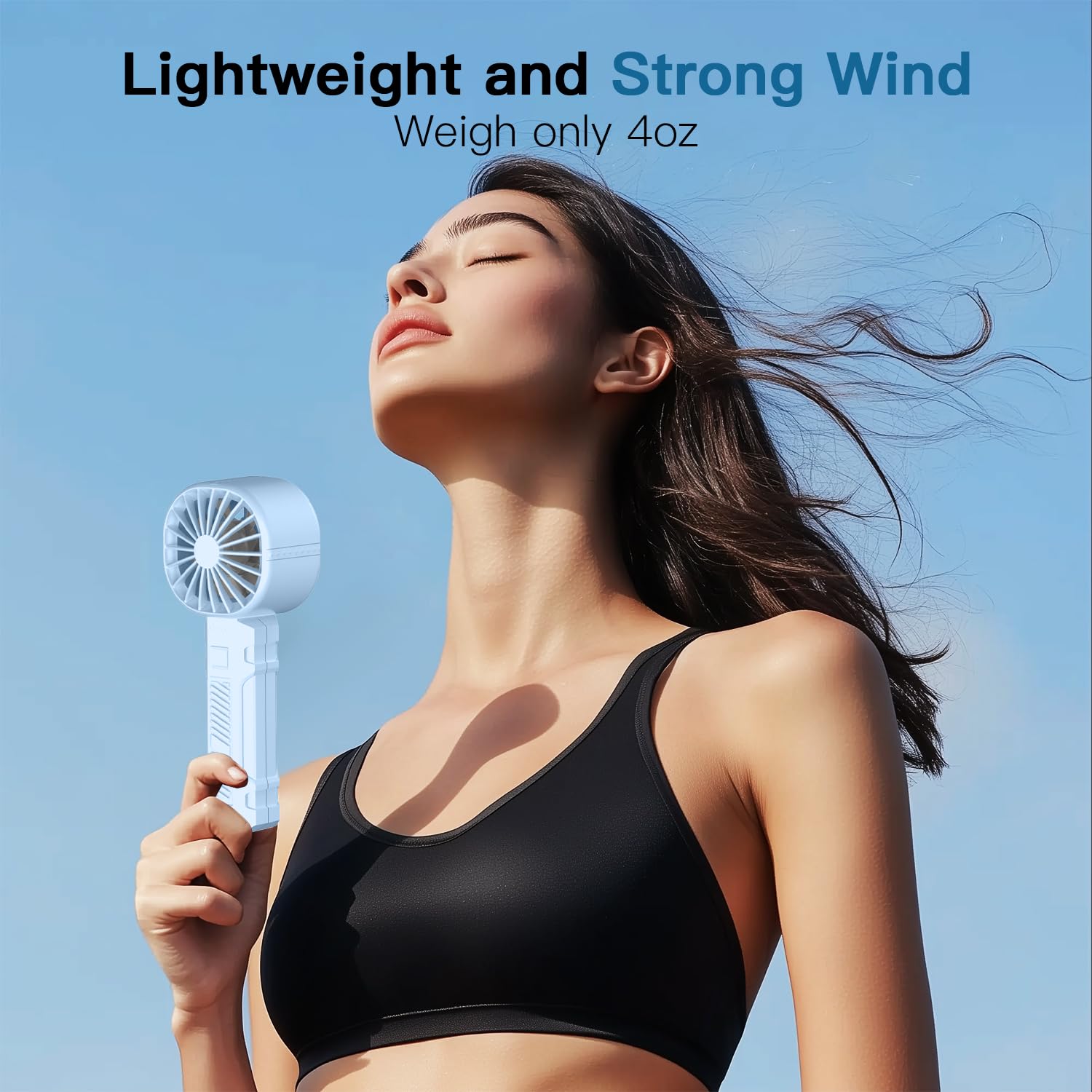 Portable Handheld Fan, Mini Personal Fans With Digital Display, 3 Wind Speeds, 3000Mah Battery Usb