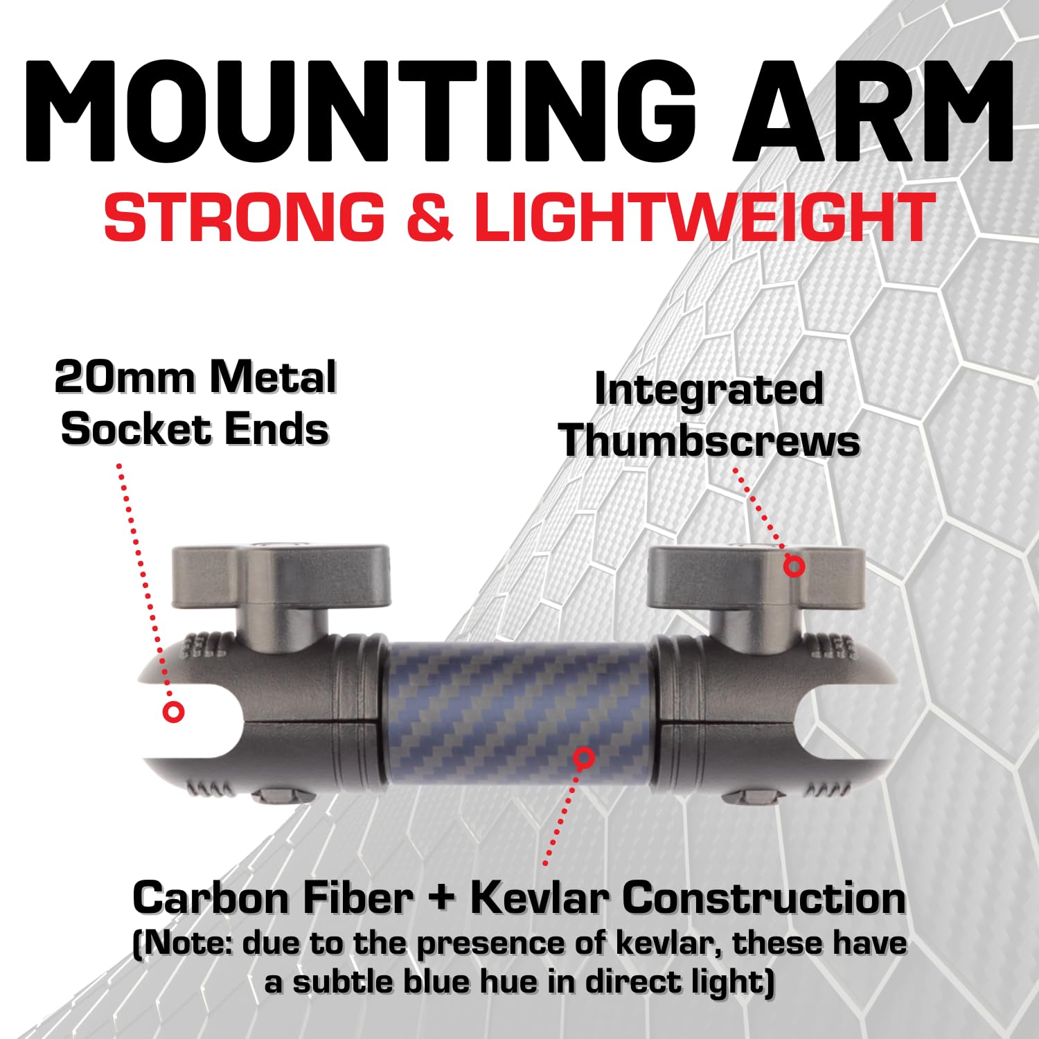 Bulletpoint Mounting Solutions Dash Mount 4.7" Arm Compatible With Iphone And Android Smartphones - Fits 20Mm Attachment Ball (Carbon Fiber + Kevlar)