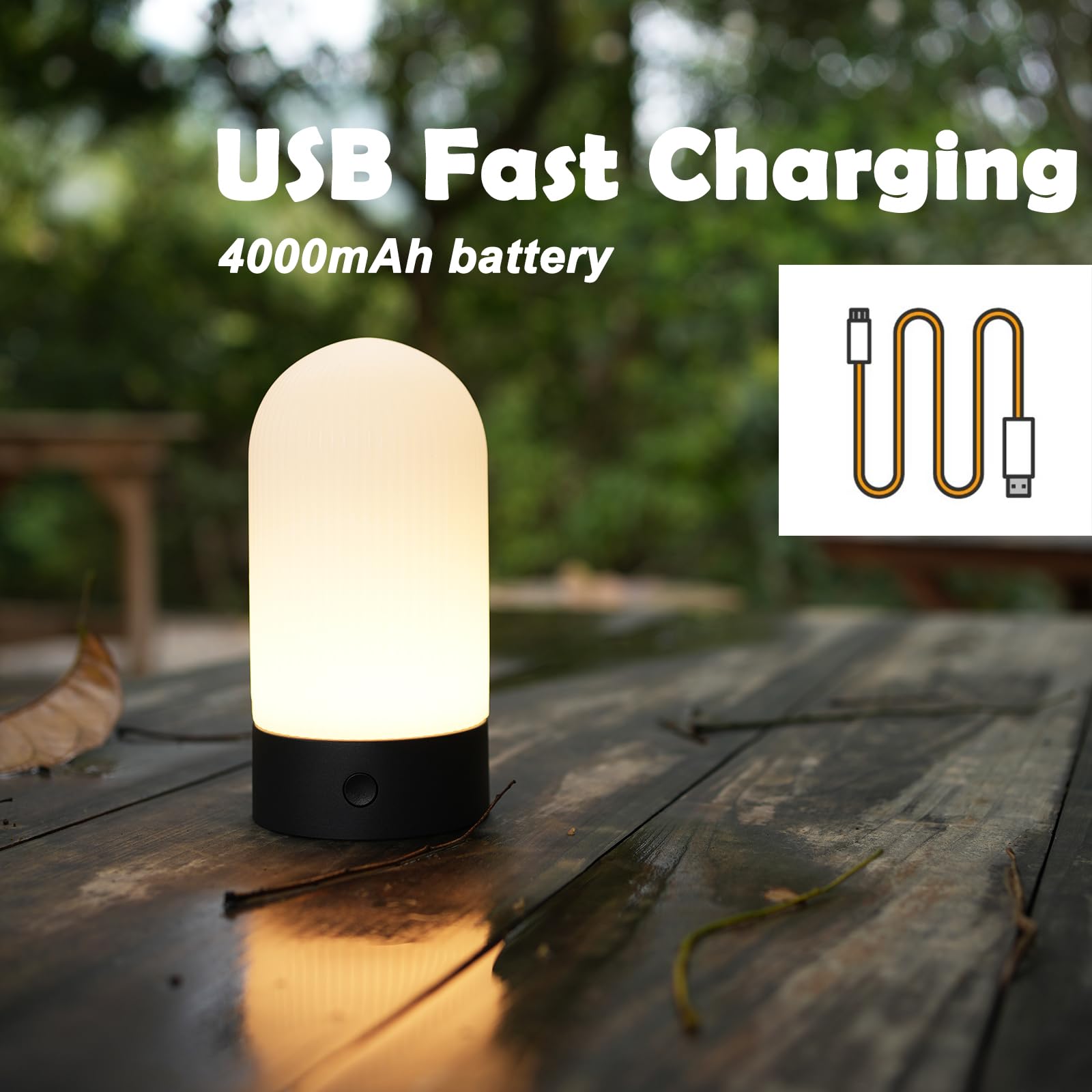 Weilailux Battery Operated Shower Lamp Waterproof, Small Portable Cordless Table Lamp Rechargeable, Touch Dimmable Mood Light For Home/Patio/Dining/Outdoor (White)