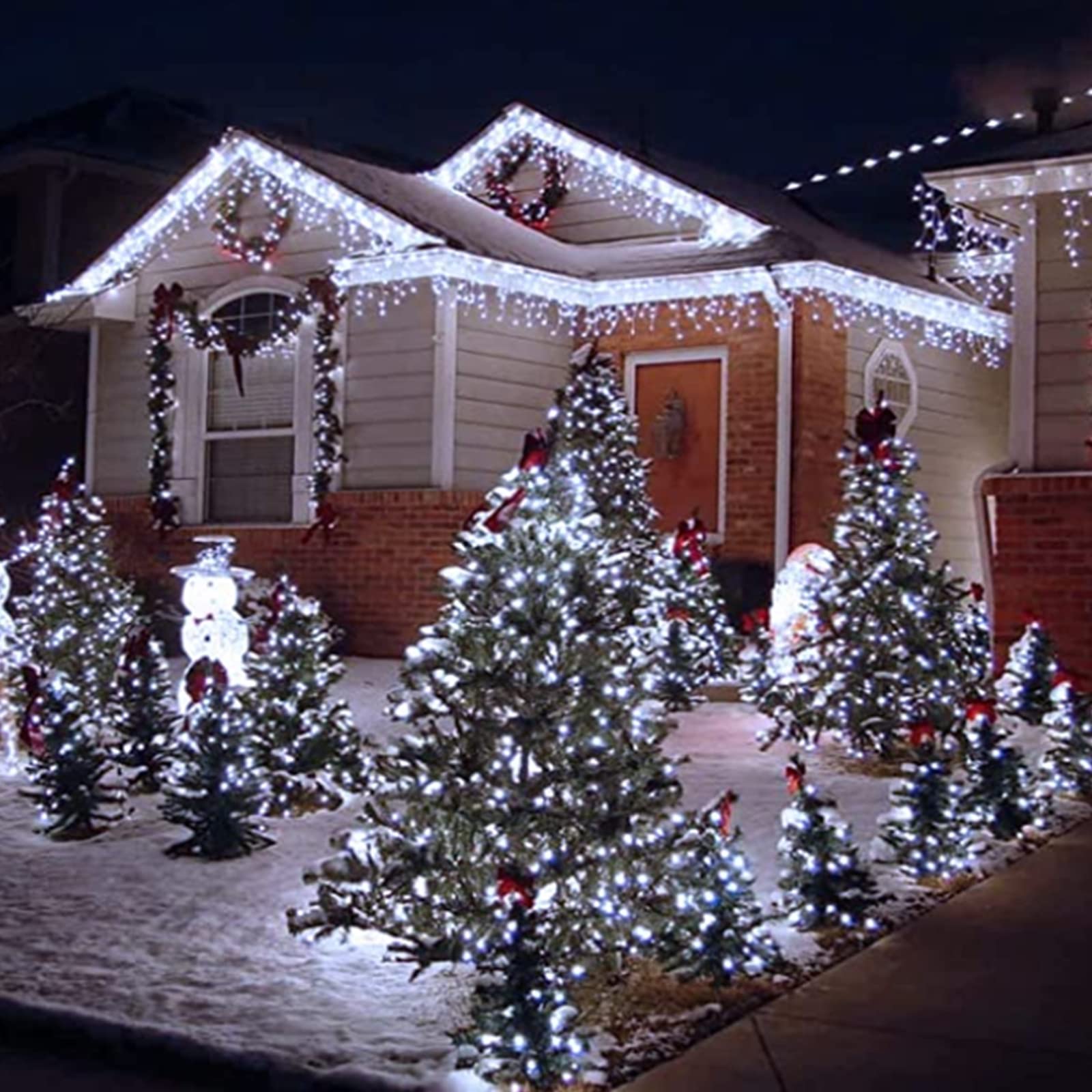 Neoclassy Solar Christmas Icicle Lights,304 Led Outdoor Christmas Decorations 8 Modes Waterproof Solar Icicle Lights For Patio Yard Garden Wedding Party House Xmas Tree Roof Decorations(Cool White)