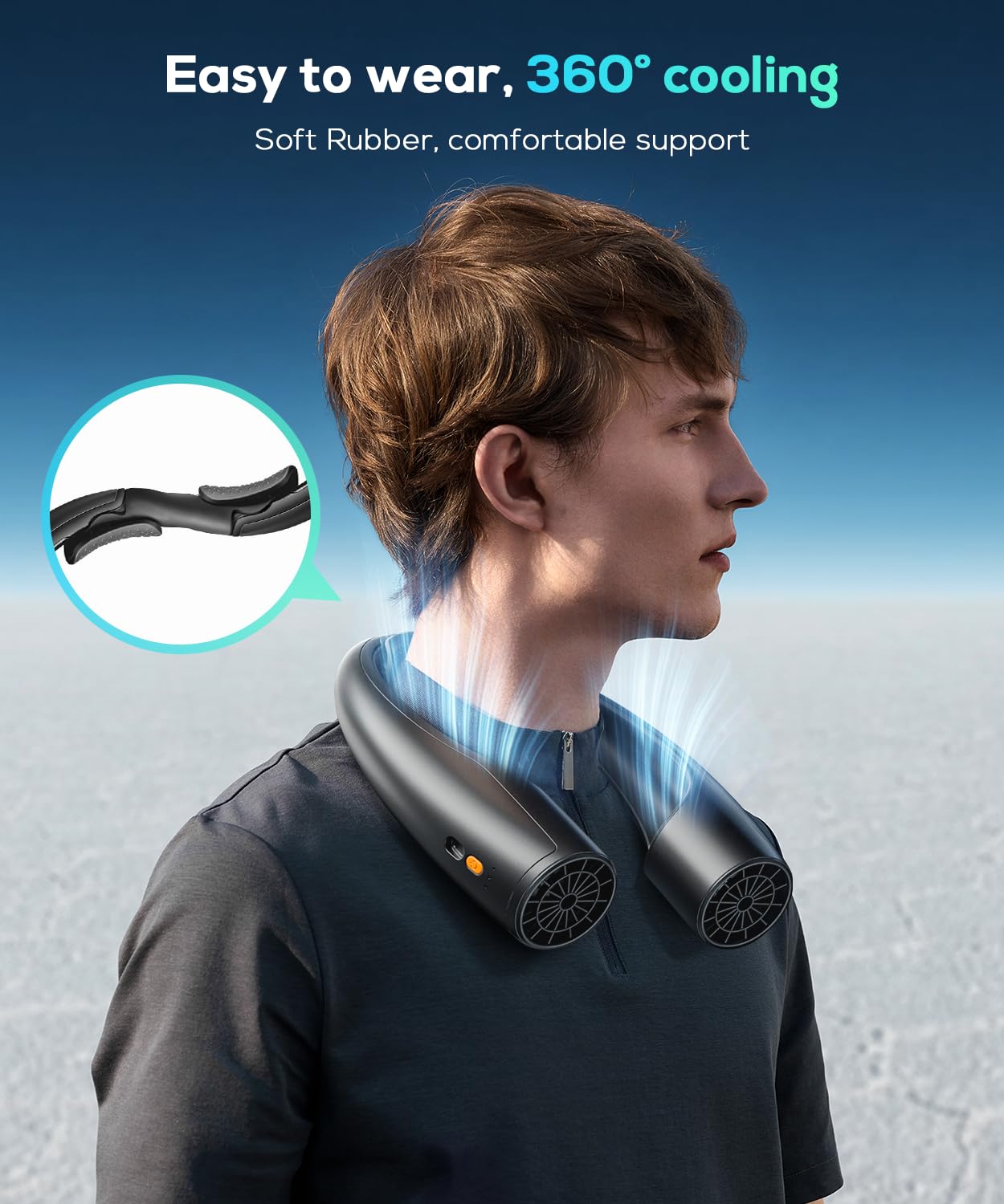 Portable Neck Fan 2 Pack, Hands-Free Wearable Personal Fan, 360° Cooling, 4 Speeds, 8000 Mah Battery