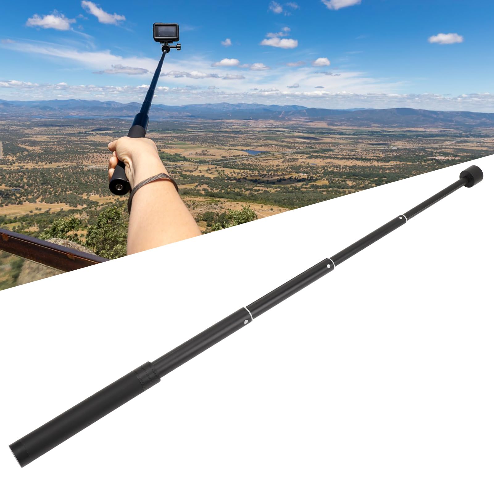 Acouto Lightweight Aluminum Alloy Stabilizer Extension Rod Adjustable 4 Sections Stabilizer Pole Nonslip Design 1/4 Inch Screw With 1/4 Inch Thread For Tripod Expansion