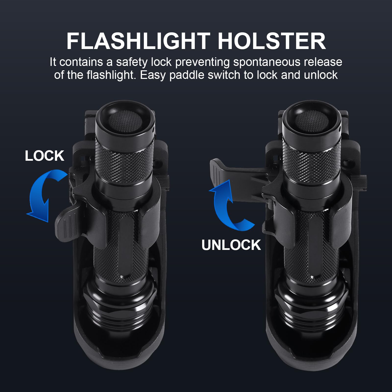 Sktjdl Police Flashlight With Holster For Duty Belt,Tactical Flashlight 1200 High Lumens Law Enforcement Flashlights With Belt Holder