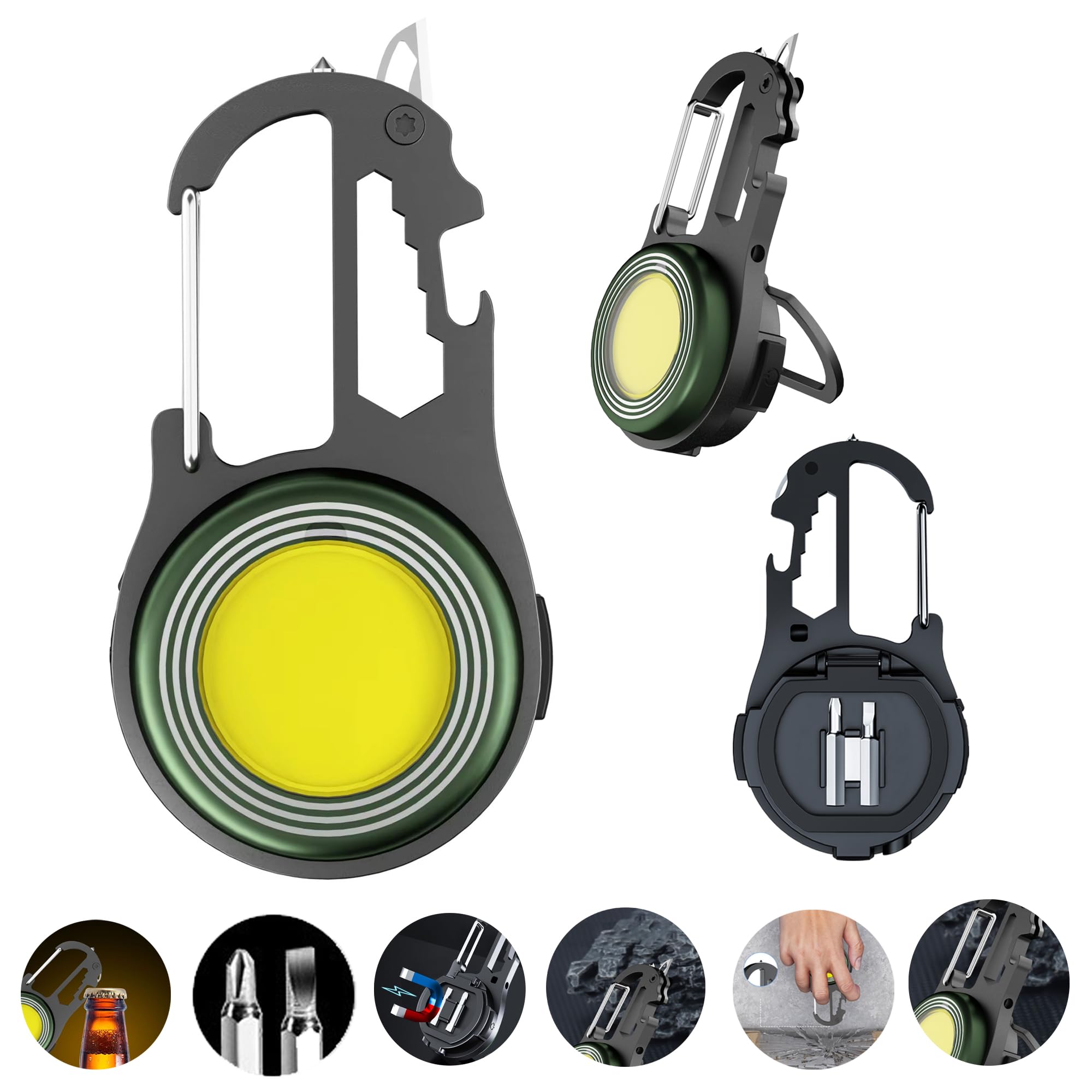 Lusostka Multifunctional Keychain Flashlights, Portable Pocket Light With Screwdriver Bottle Opener For Outoor Hiking
