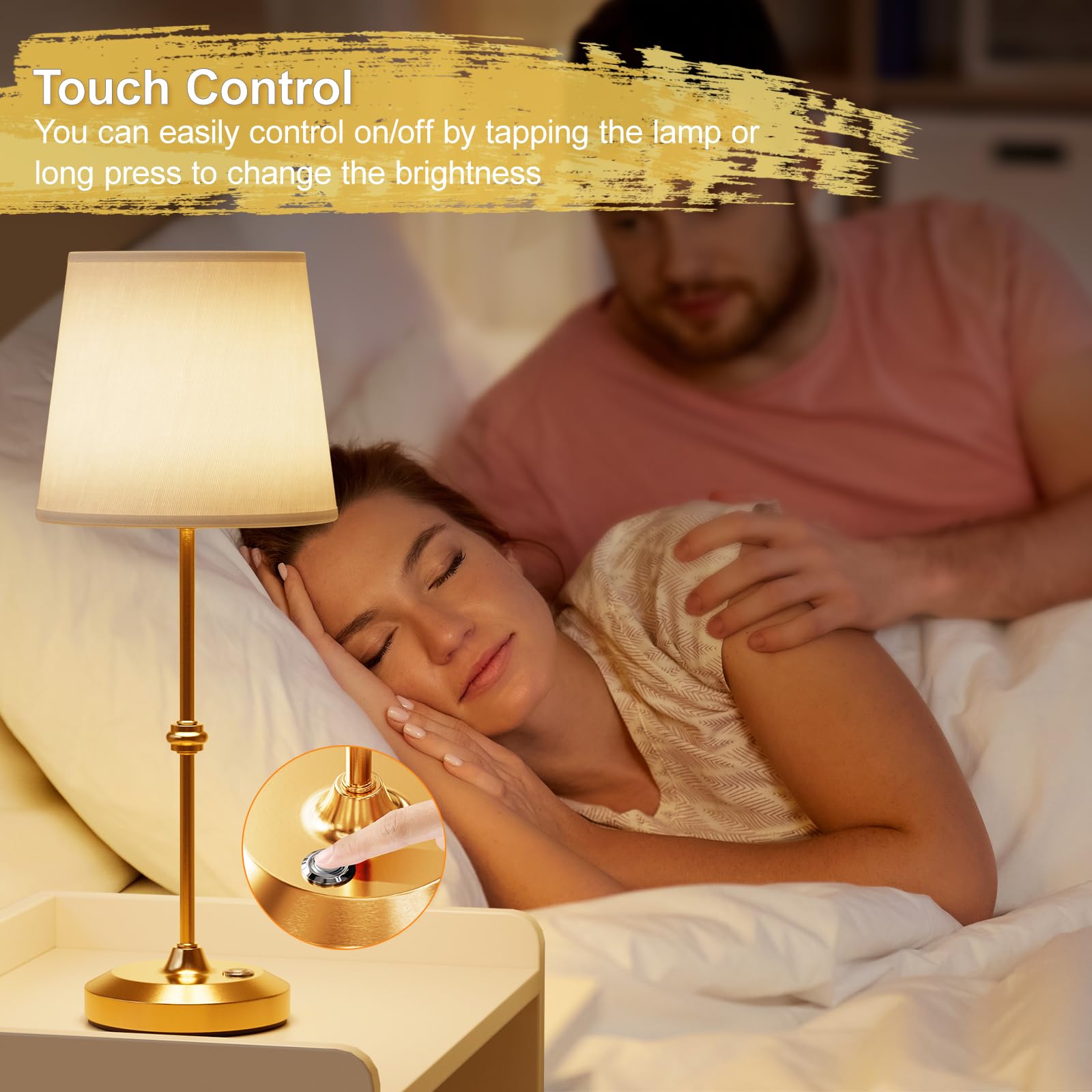 Nulmvic Portable Cordless Table Lamp, Rechargeable 5200Mah Battery Operated Light, Fabric Shade Wireless Lights, 3-Way Dimmable Led Touch Desk Lamp For Dining Room, Bedroom, Bedside, Bar, Camping