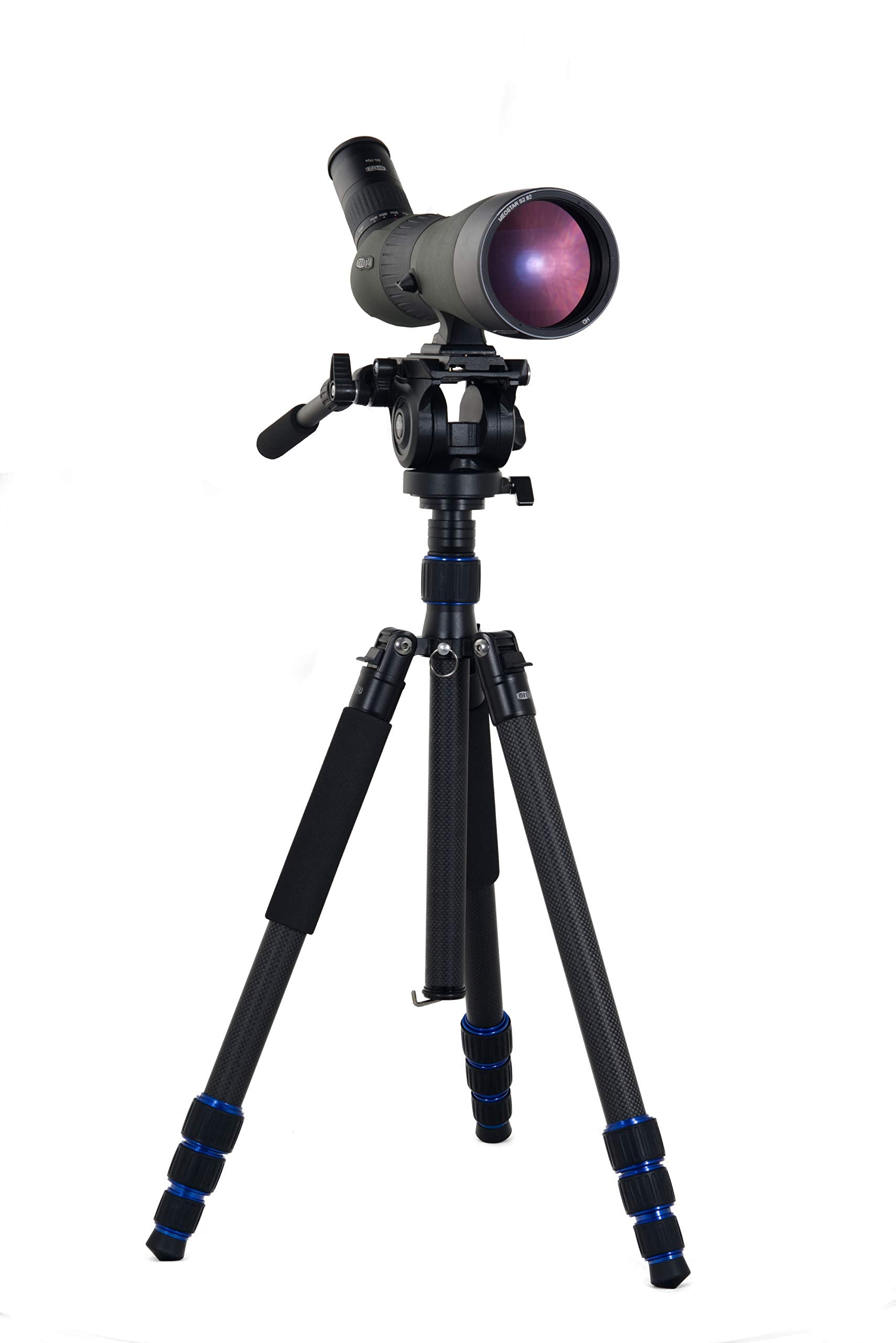 Meopta Carbon Fiber Tripod Kit - Includes 2 Heads (Ball Head & Fluid Head), 4 Adapter Plates, Smartphone Adapter & Padded Carrying Case