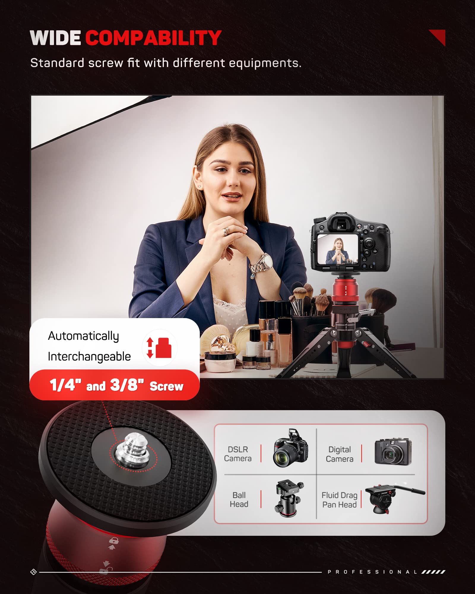 Ifootage Mini Tripod For Camera And Round Base Monopod, Professional Tabletop Tripod With Pedal For Photography, Aluminum Camera Monopod With Base, Base-P