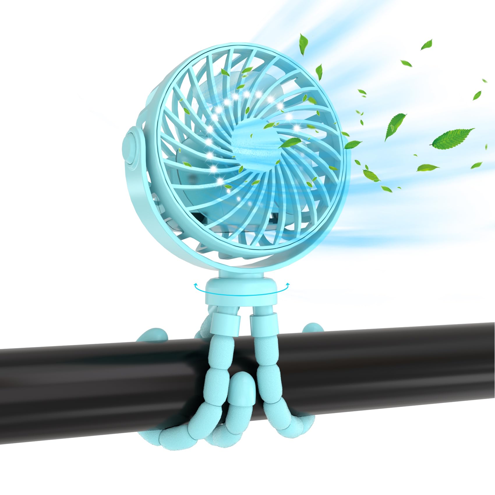 Jyjzpb Portable Stroller Fan Clip On Flexible Tripod For Baby, 3 Speed Rechargeable Small Personal