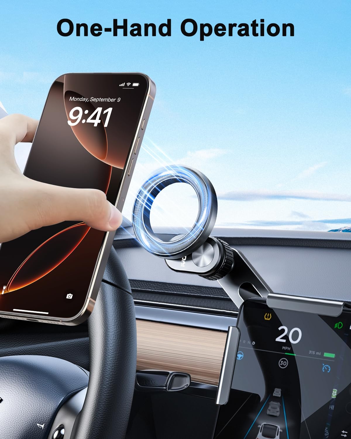 Iyofine Tesla Phone Mount For Tesla Model Y Accessories , No Glue Required, For Magsafe Magnetic Car Dash Phone Holder For Tesla Model 3/Y/S/X/Cybertruck Accessories (For Model 3/Y/S/X/Cybertruck)