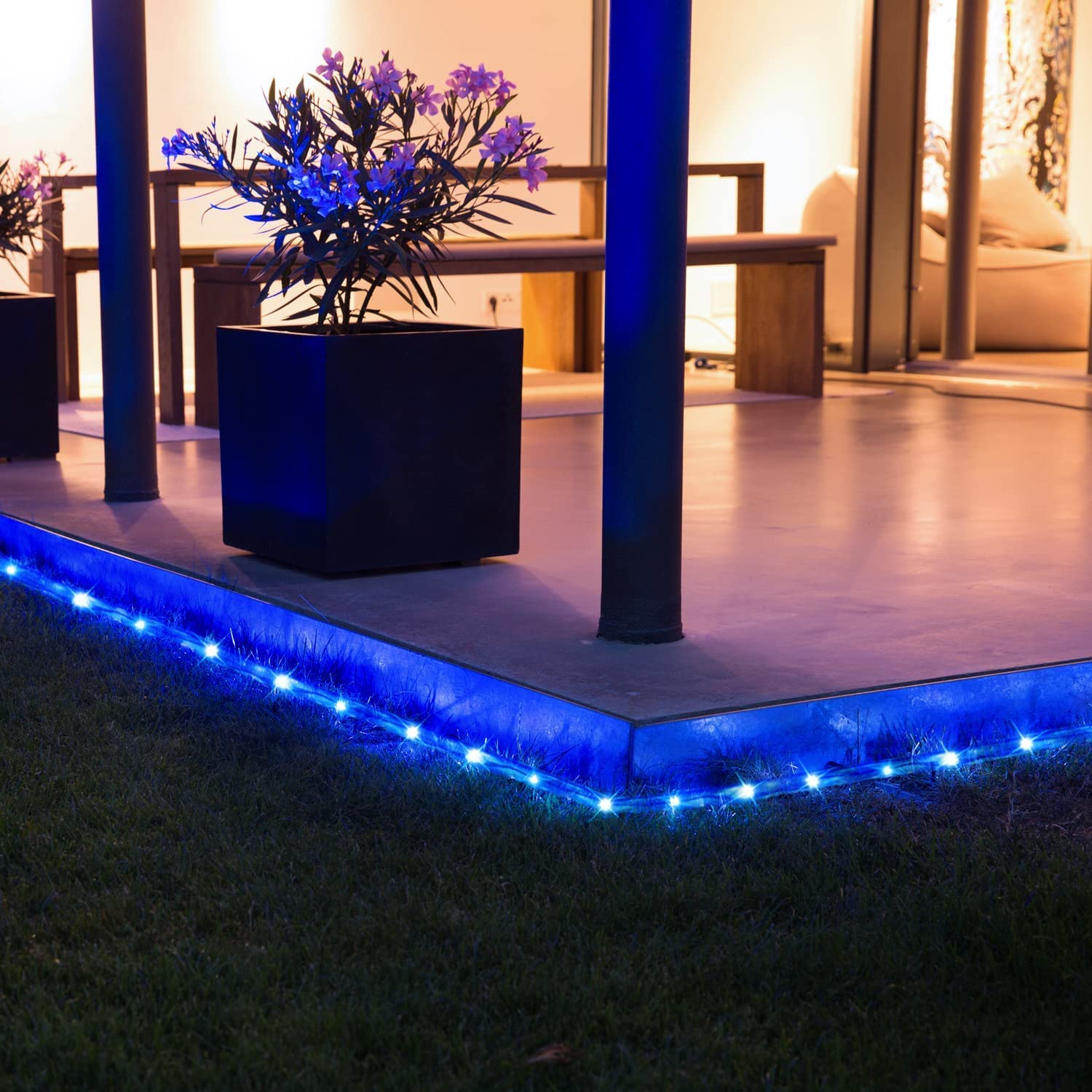 Jmexsuss 2 Pack 100 Led Solar Rope Lights, Ip65 Solar Rope Lights Outdoor Waterproof Led, 33Ft 8 Modes Pvc Tube Rope Light For Trampoline Xmas Fence Yard Walkway Path Garden(Blue)