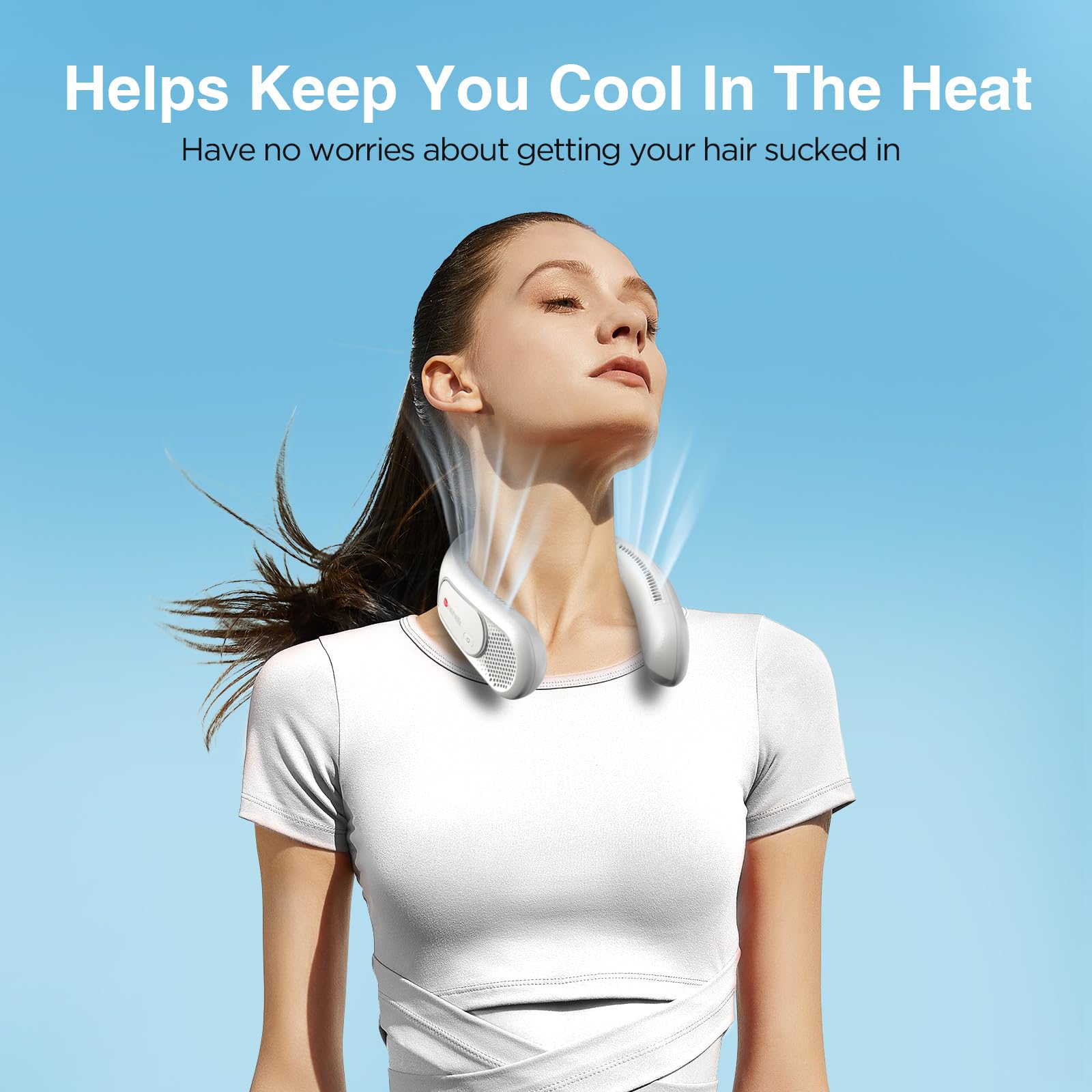Neck Fan, Hands Free Bladeless Neck Fans Portable Rechargeable, 6000 Mah Battery Operated Wearable