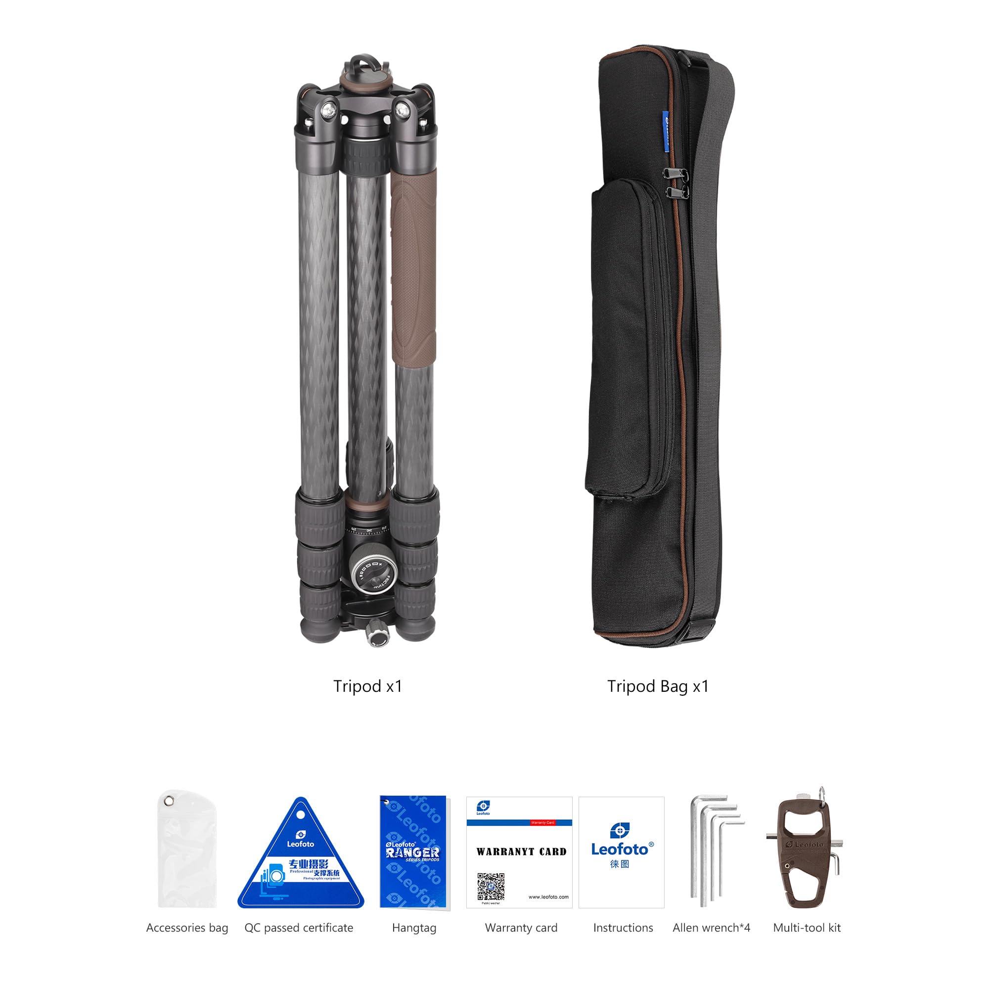 Leofoto Compact Carbon Fiber Travel Camera Tripod With Ball Head, Reverse Folding Design, Maxload 8Kg, Folded Height 450Mm (Lx-254Ct+Xb-32)
