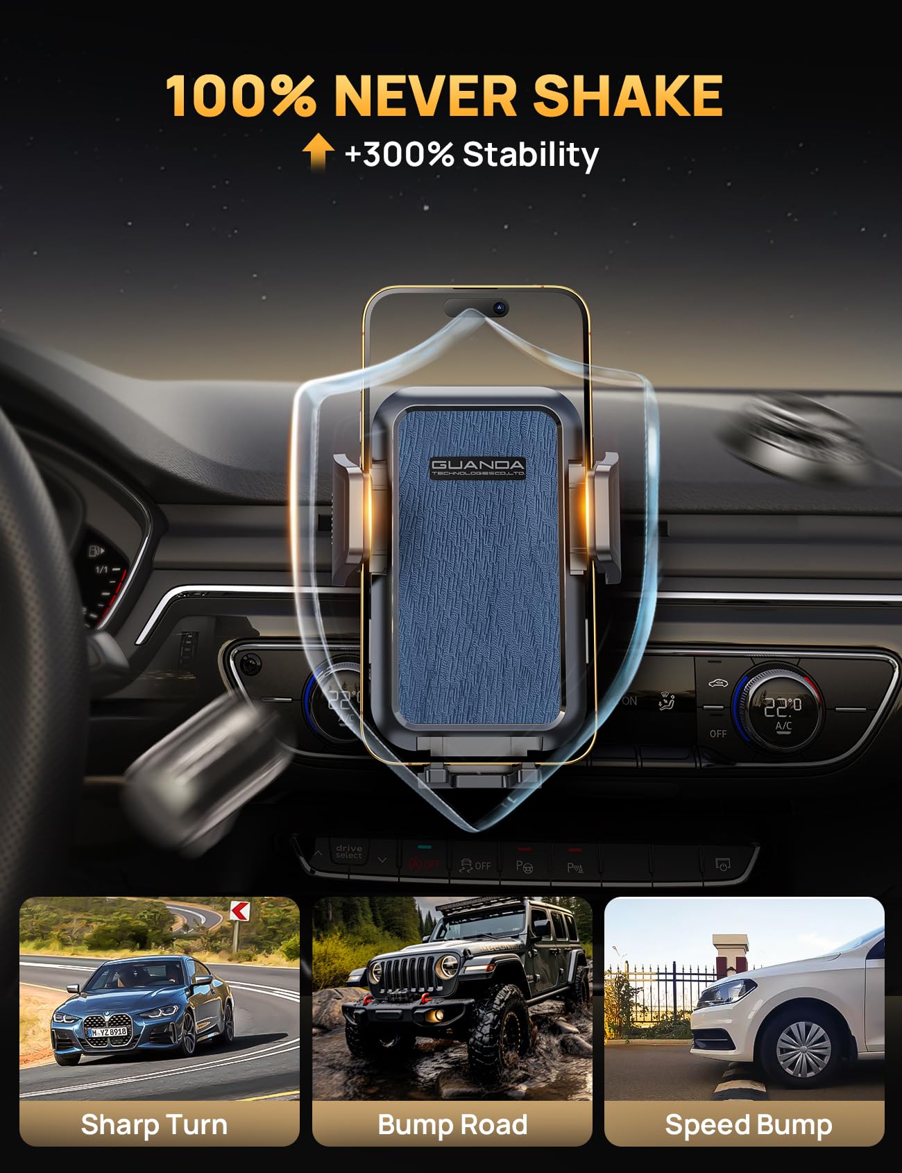 Guanda Technologies Co., Ltd. Cd Slot Phone Mount,  Car Phone Holder [Thick Cases Friendly], 360° Adjustable Universal Phone Mount For Car Cd Slot Mount For Iphone & Android Cell Phones (Blue)