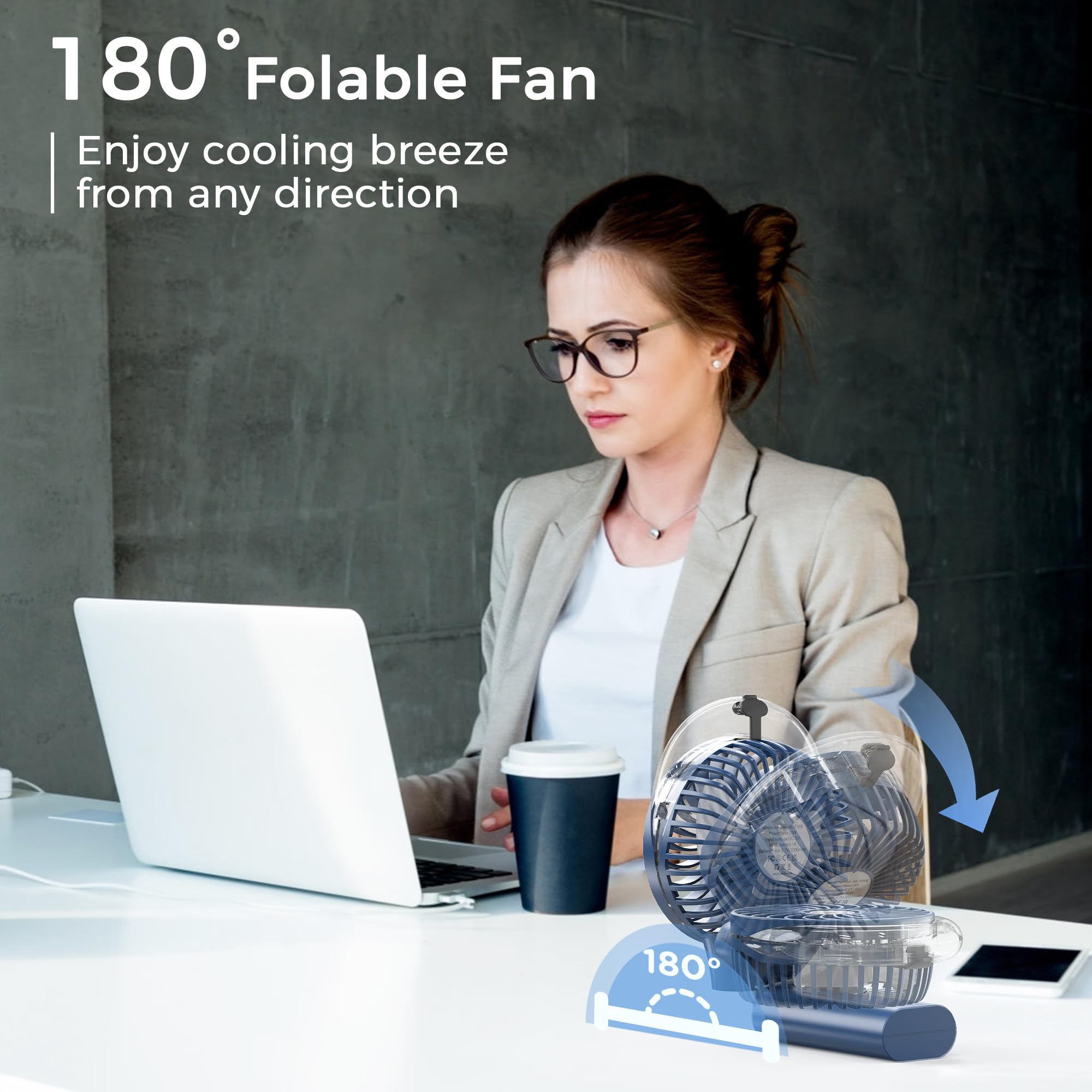 Comlife Portable Handheld Misting Fan, 3000Mah Rechargeable - Up To 10H Cooling & 1H Misting