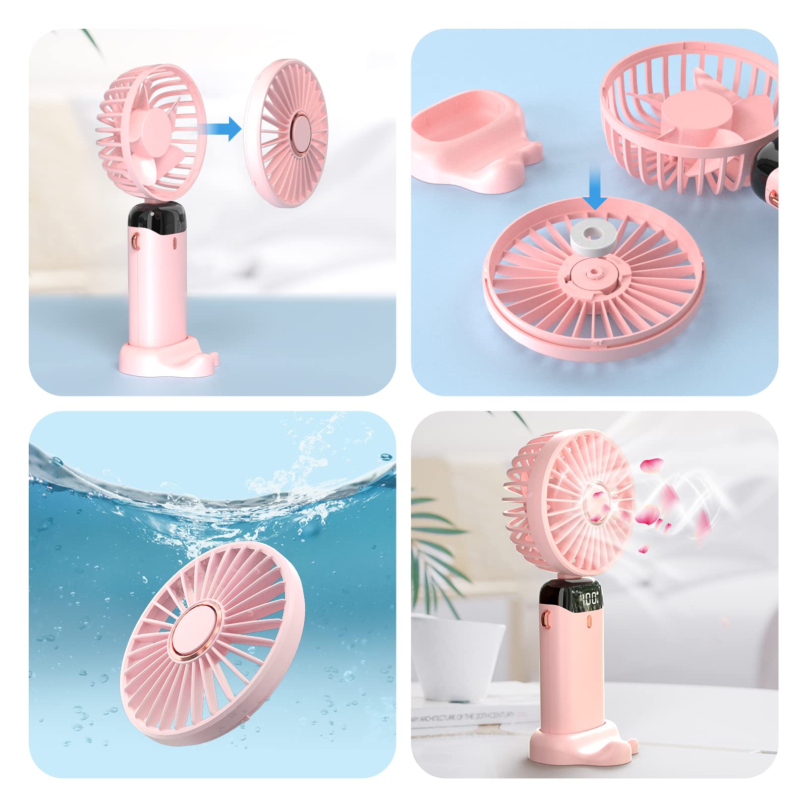 Personal Fan, Portable Hanging Neck Fan, 4000Mah Usb-C Rechargeable 5-Speed Modes Powerful Desktop
