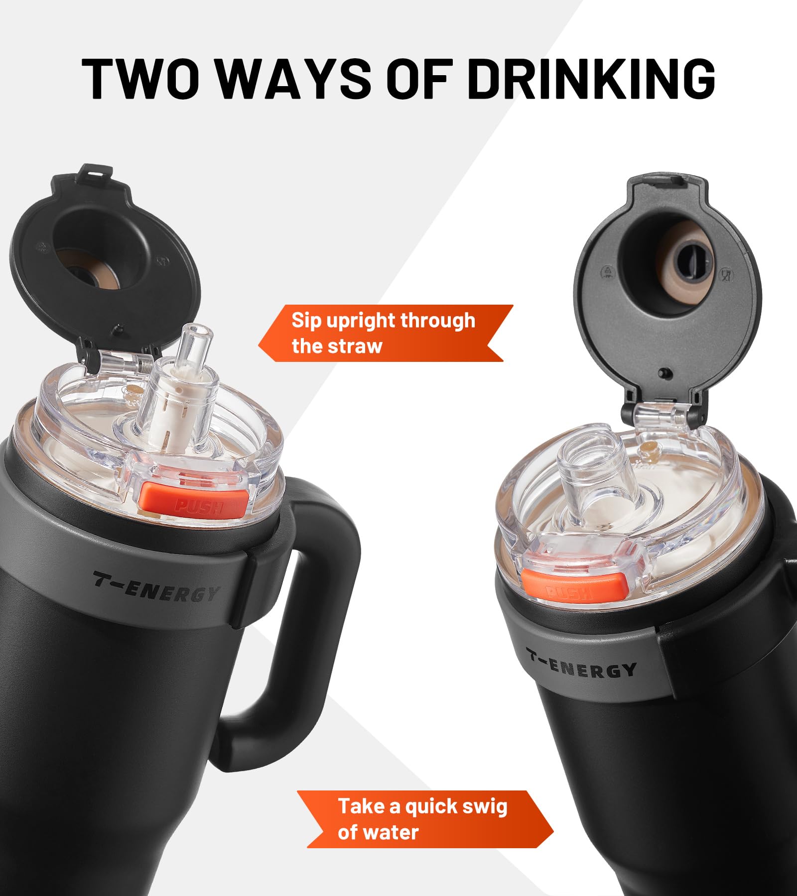 Tkk 40 Oz Insulated Tumblers With Handle And Straw, Stainless Steel Travel Mug With Ceramic Coating