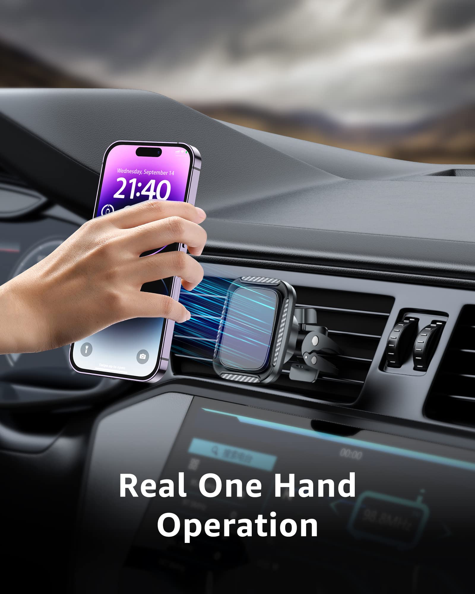 Oribox Magnetic Phone Holder For Car [Strongest Magnet Power] Magnetic Phone Mount 360° Adjustable Air Vent Magsafe Car Mount Fit For Iphone 14 13 12 Pro Max Plus Mini Magsafe Case All Phones, Black