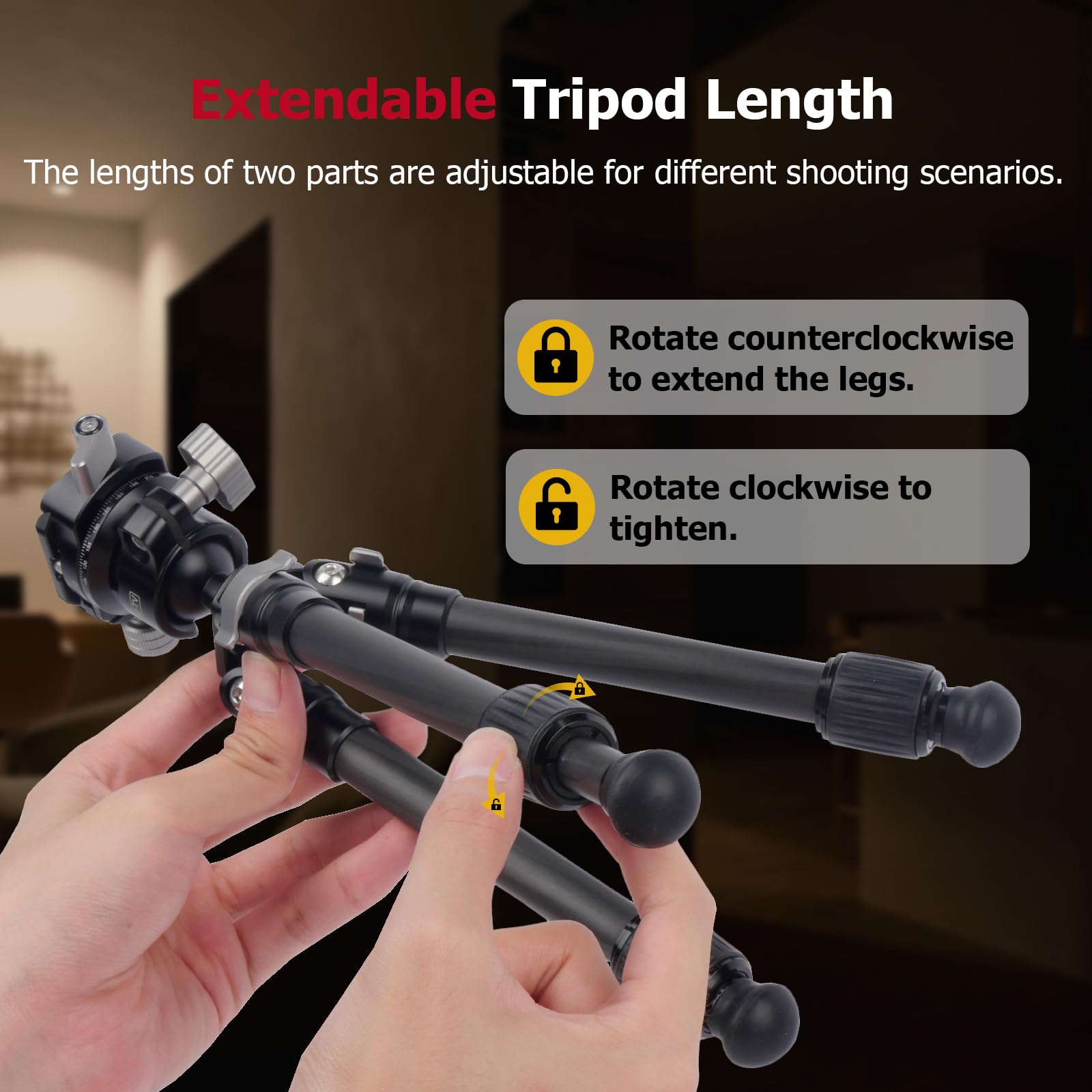 Mechrig Adjustable Carbon Fiber Tripod With 360° Panoramic Metal Ball Head, Compatible With Camera, Phone, Action Cam, Lightweight Travel Tripod For Photography, Vlogging, Live Streaming 61024