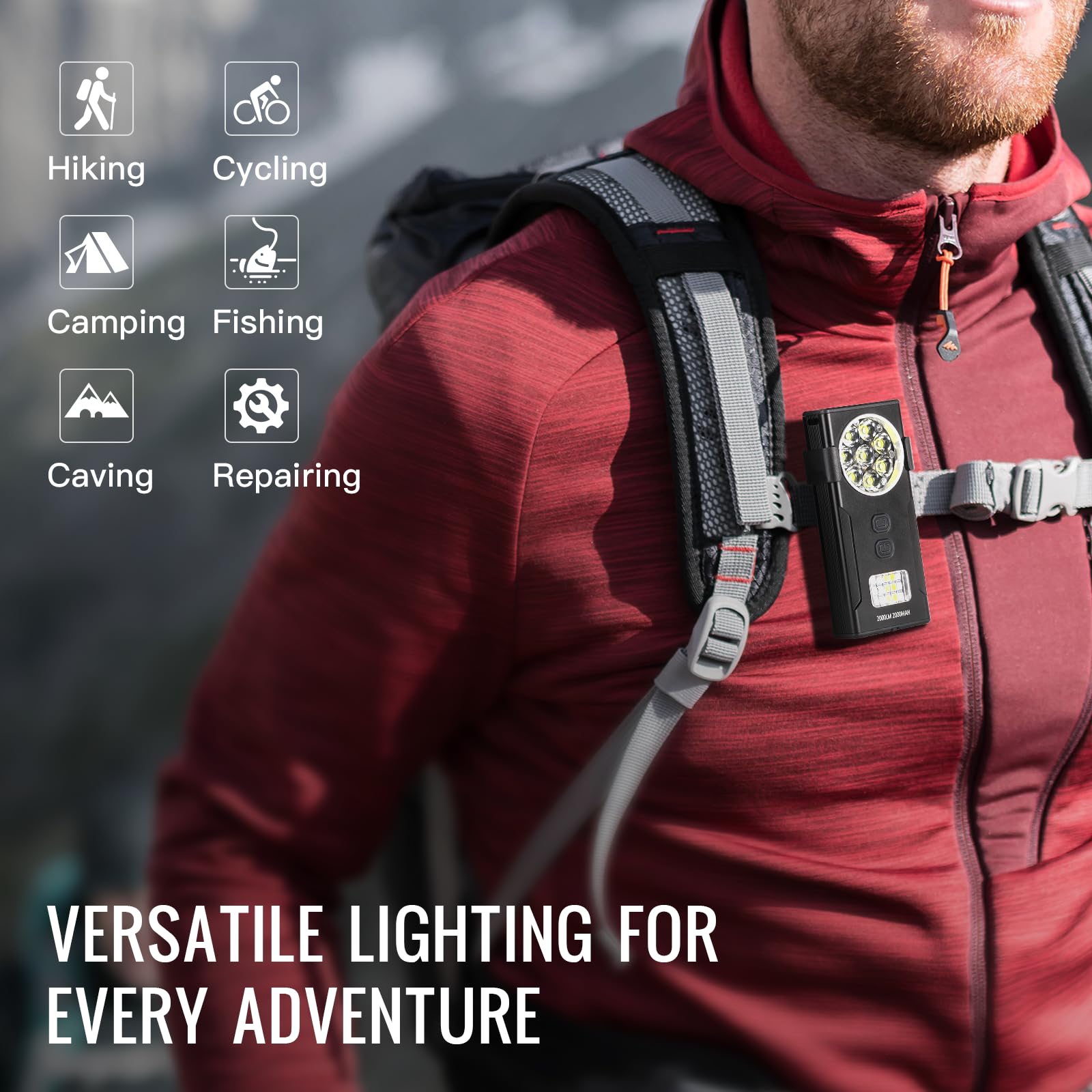 Weneasker Rechargeable Led Work Light, 2000 Lm Magnetic Flashlight, Dual Light Sources Pocket Flashlight With Clip, Portable Flat For Working, Camping, Repairing, Emergencies
