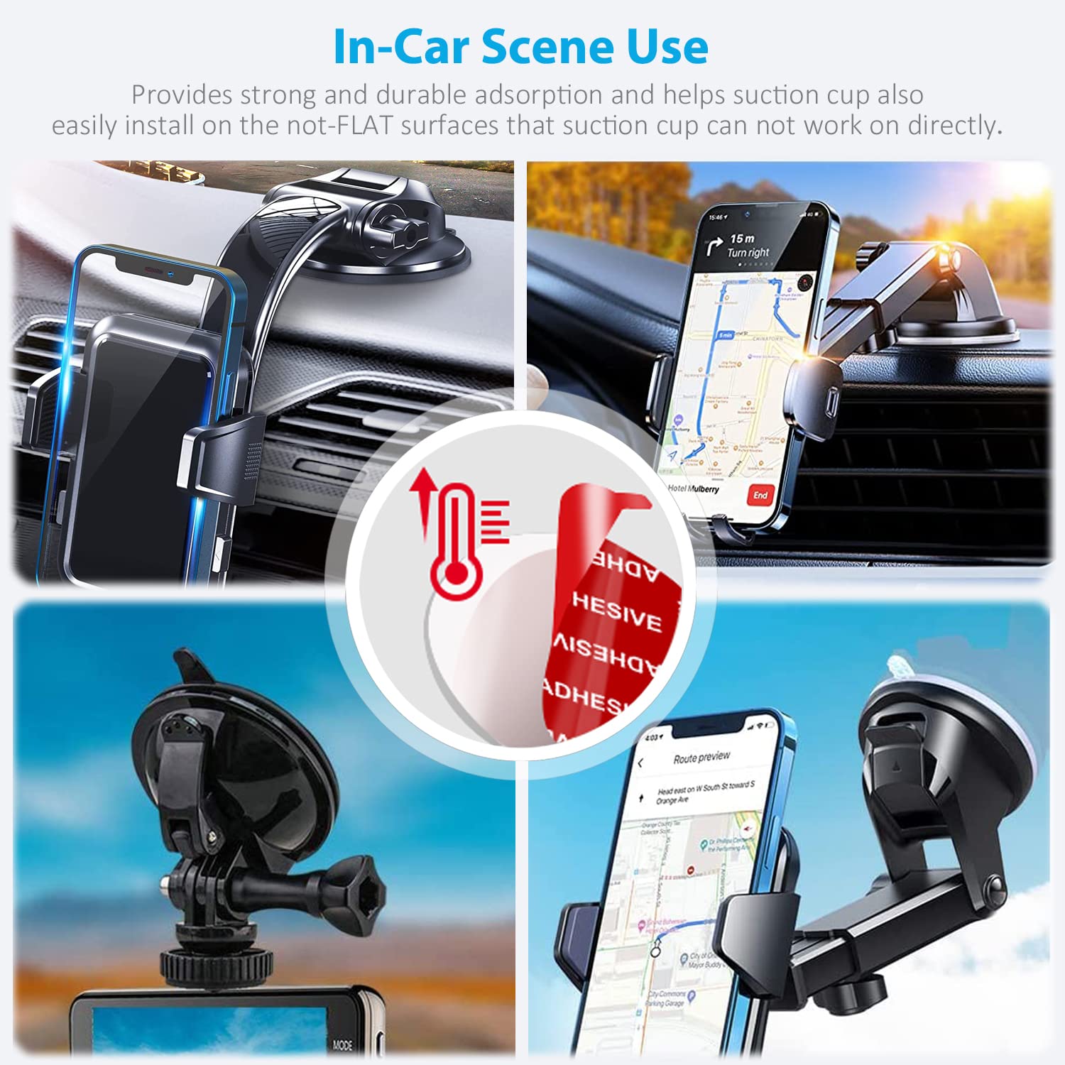 Azxyi Very High Bond Sticky Adhesive, 6 Pack Dashboard Pad Mounting Disk Adhesive Replacement Kit, Double-Sided Stickers For Suction Cup Dashboard Phone Holder & Windshield Car Mount