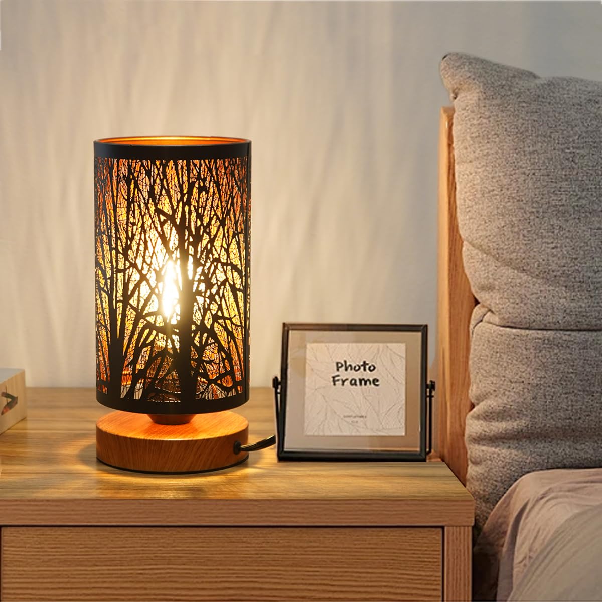 Tingsize Table Lamp For Night Stands, Bedside Lamp With Usb Port And Outlet, Touch Lamps For Bedroom, Bed Lamp With Metal Shade For Home Deor,Led Bulb Included