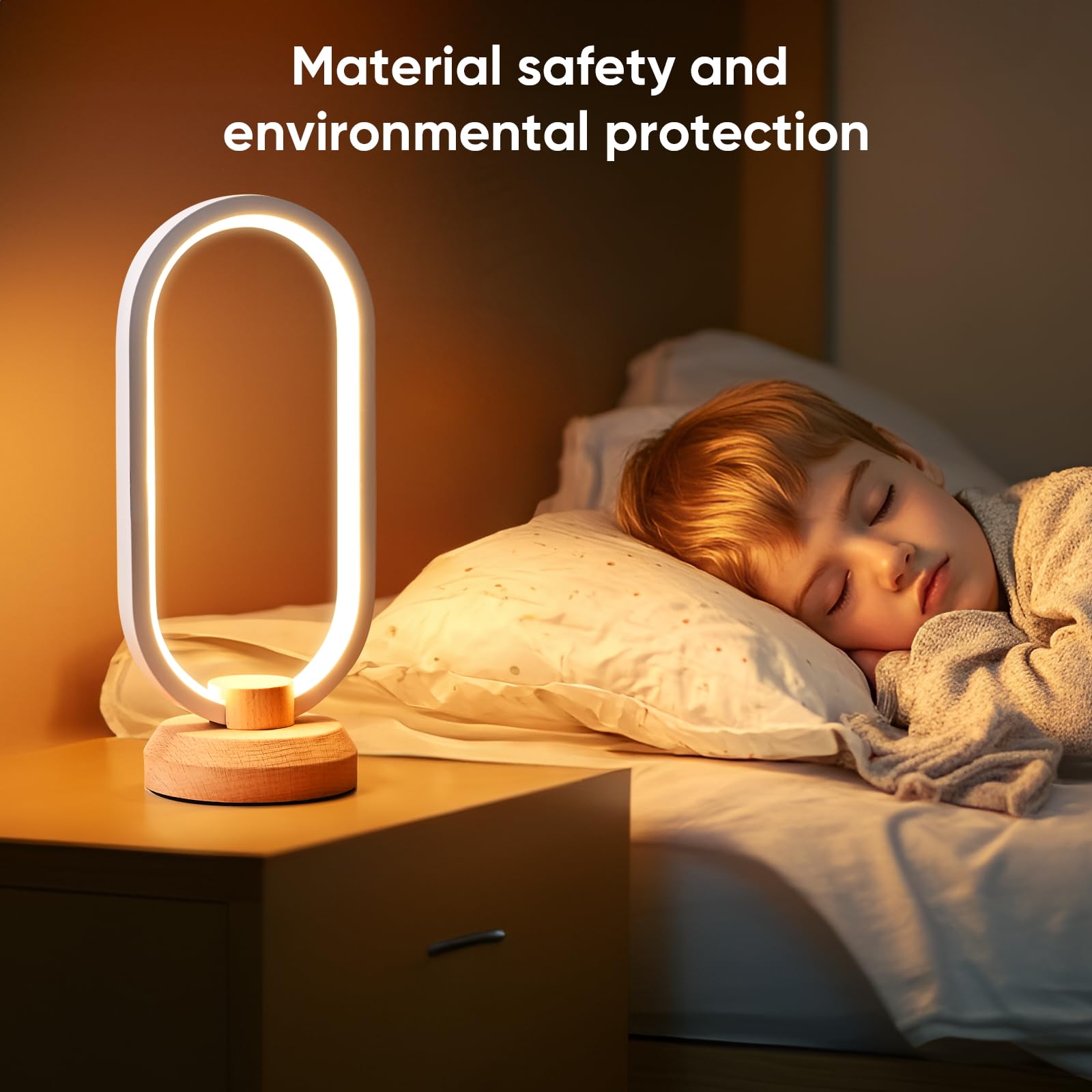 Lonrisway Modern Desk Lamp Led Wood Table Lamp, Bedroom Bedside Night Light, Dimmable Led Lighting, Creative Home Decor, Unique House Warmging