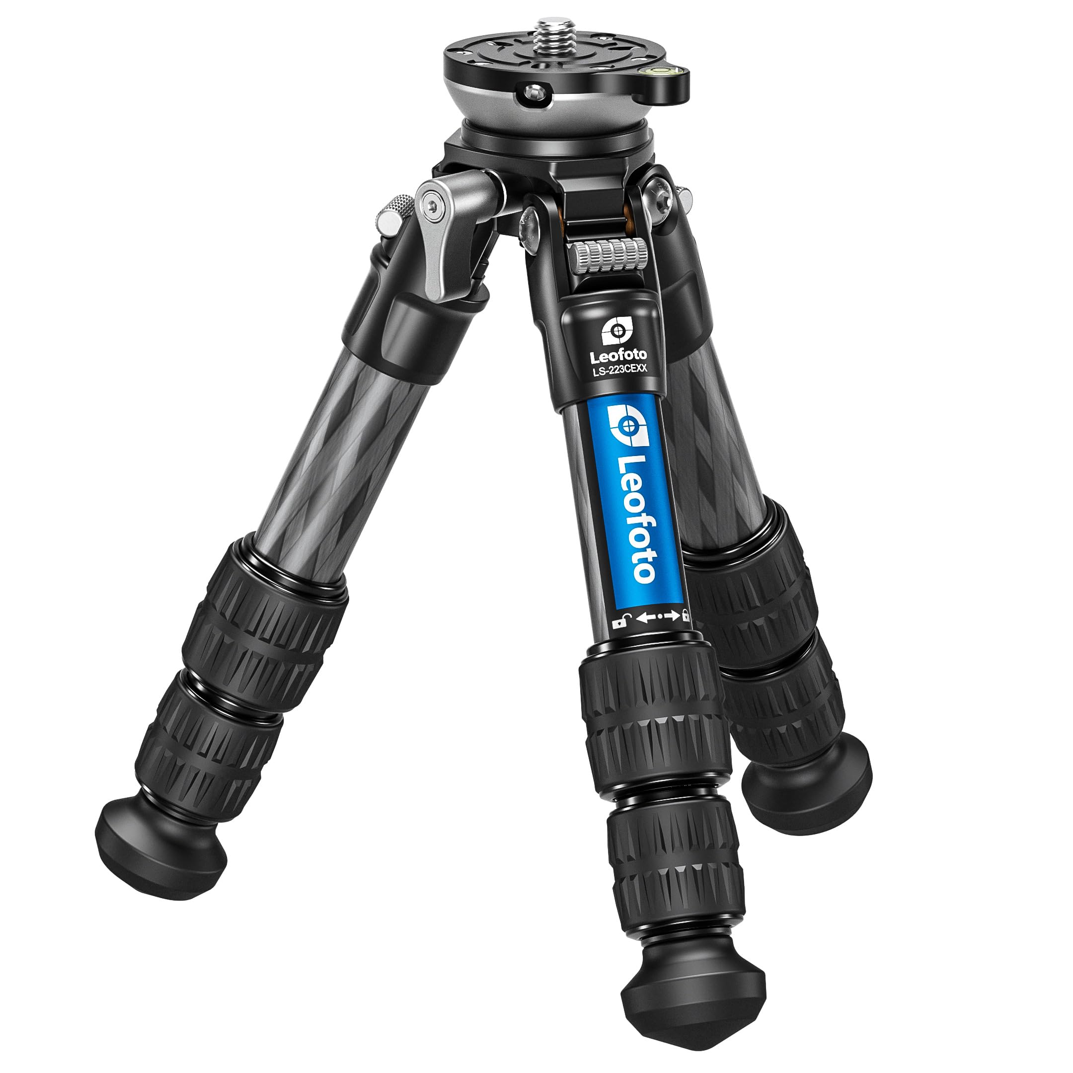 Leofoto Ls-223Cexx Tabletop Tripod W/Built-In Leveling Head, Ranger Series, Carbon Fiber, 3 Leg Sections, Lightweight, Ball Head Optional (Ls-223Cexx)