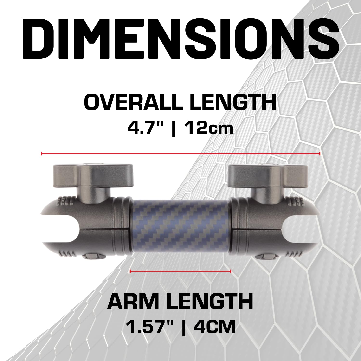 Bulletpoint Mounting Solutions Dash Mount 4.7" Arm Compatible With Iphone And Android Smartphones - Fits 20Mm Attachment Ball (Carbon Fiber + Kevlar)