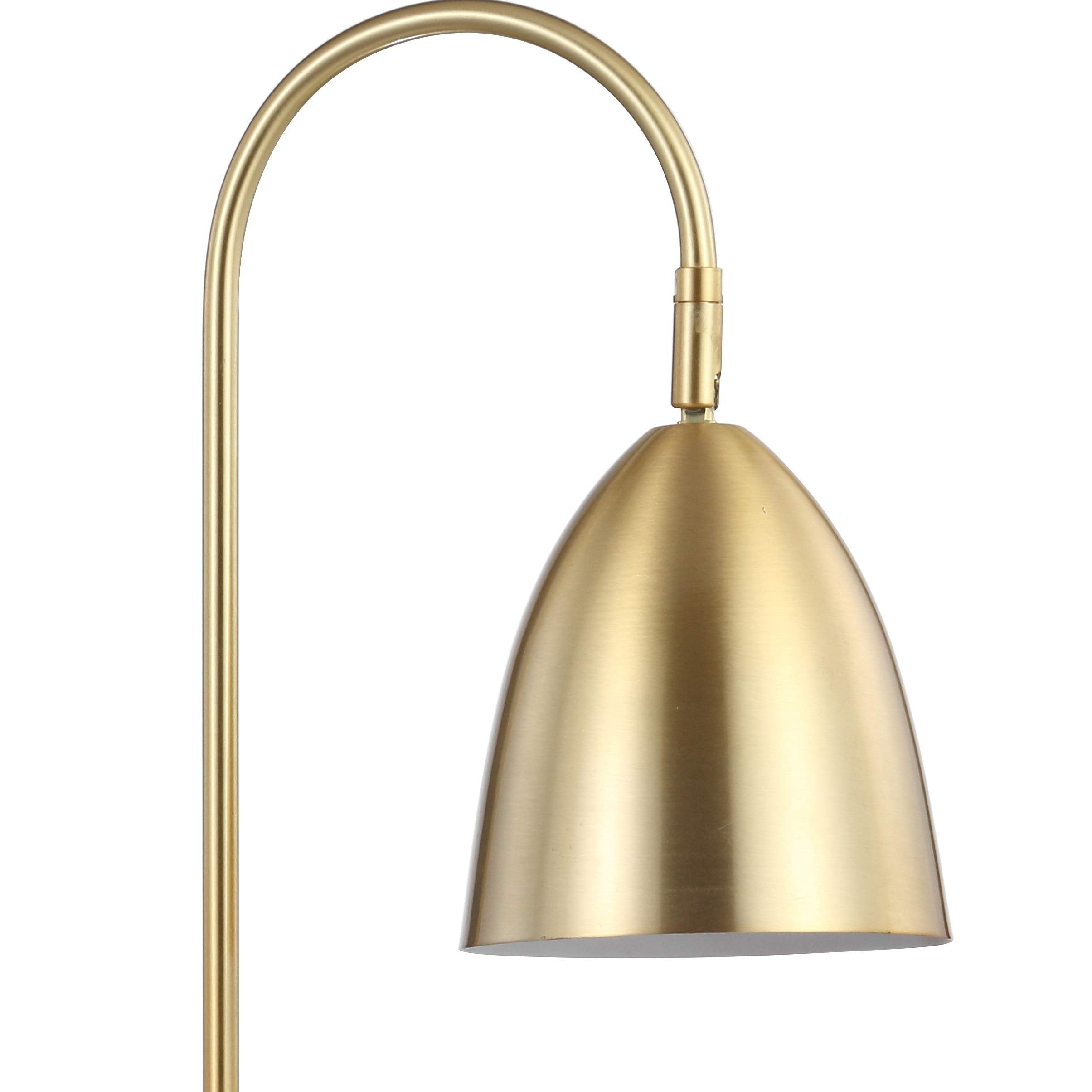 Jonathan Y Jyl1092A Ana 26" Gold Arched Metal With Marble Base Led Table Lamp Classic Glam Bedside Desk Nightstand Lamp For Bedroom Living Room Office College Bookcase, Brass Gold/White