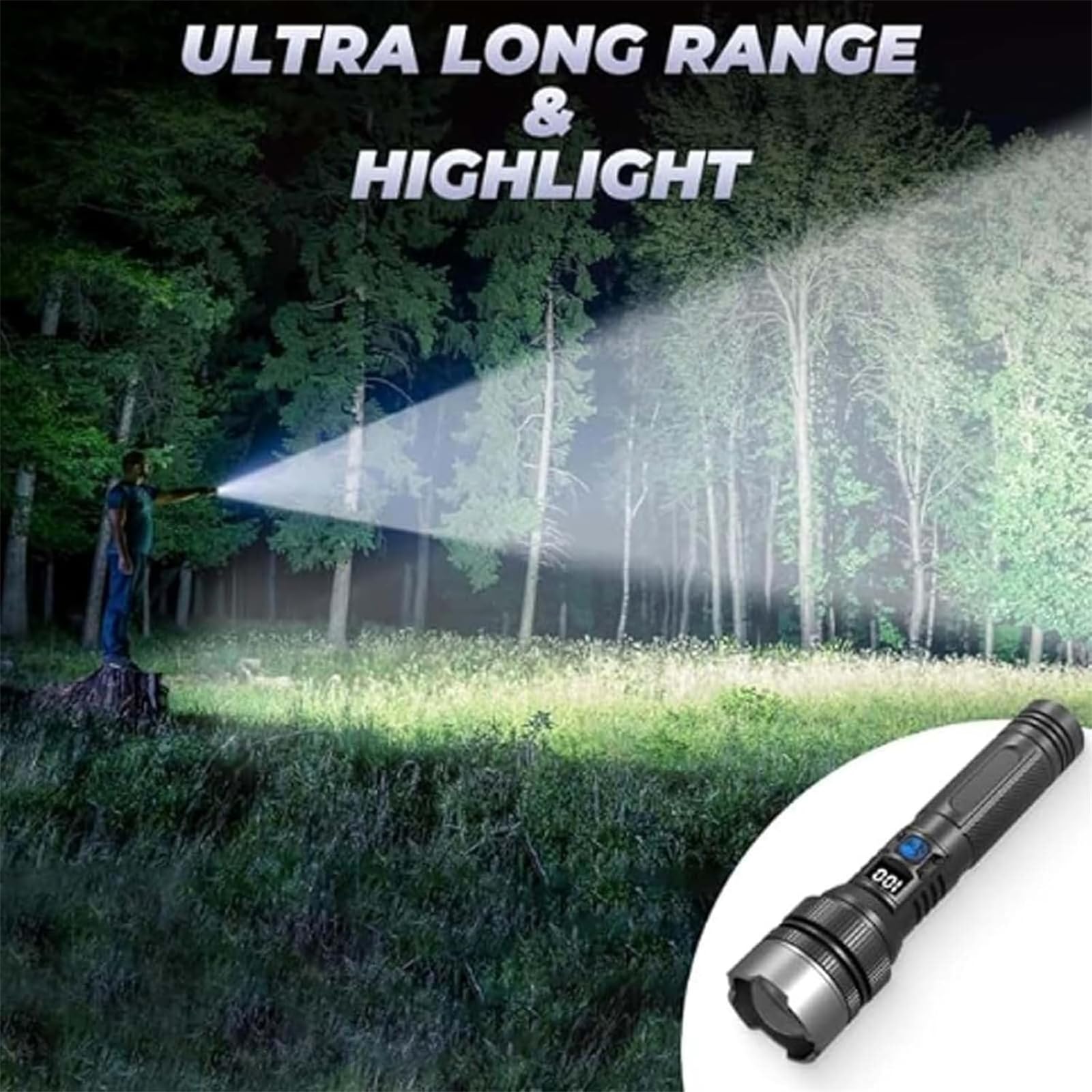 Xiuumcakee Powerful Flashlight 150000 Lumens, Rechargeable Led Flashlights High Lumens, Powerful Handheld Flashlight With 3 Modes, Bright, Waterproof, Zoomable, Outdoor And Home Emergency Use (2Pcs)