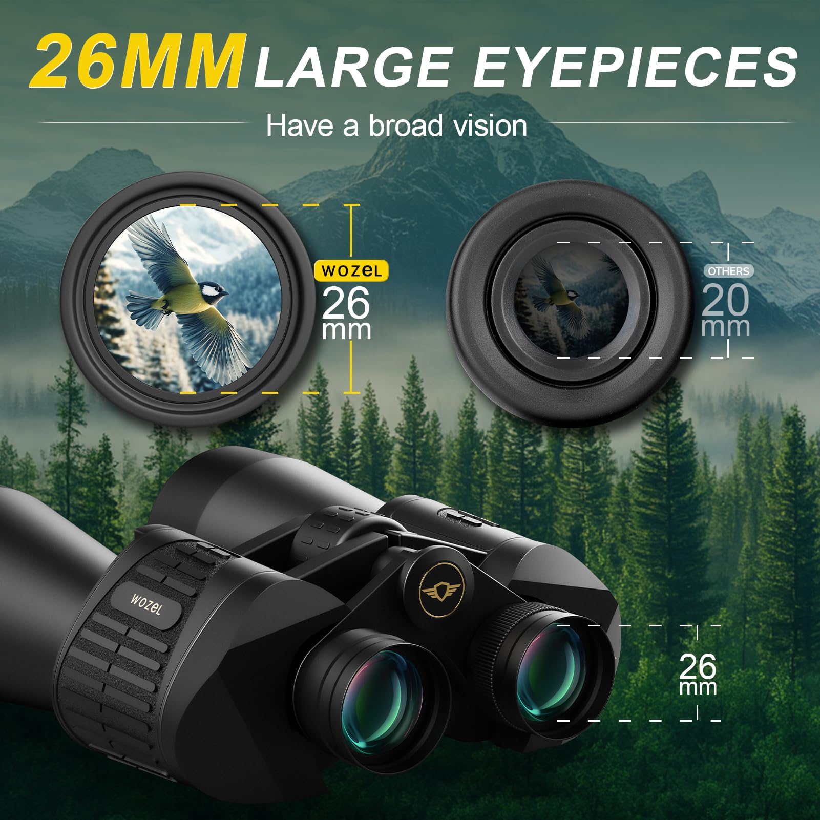 Wozel 20X70 Binoculars For Adults High Powered - Hd Bird Binoculars With Clear Low Light Vision - Powerful Binocular For Bird Watching Hunting Travel Outdoor Hiking