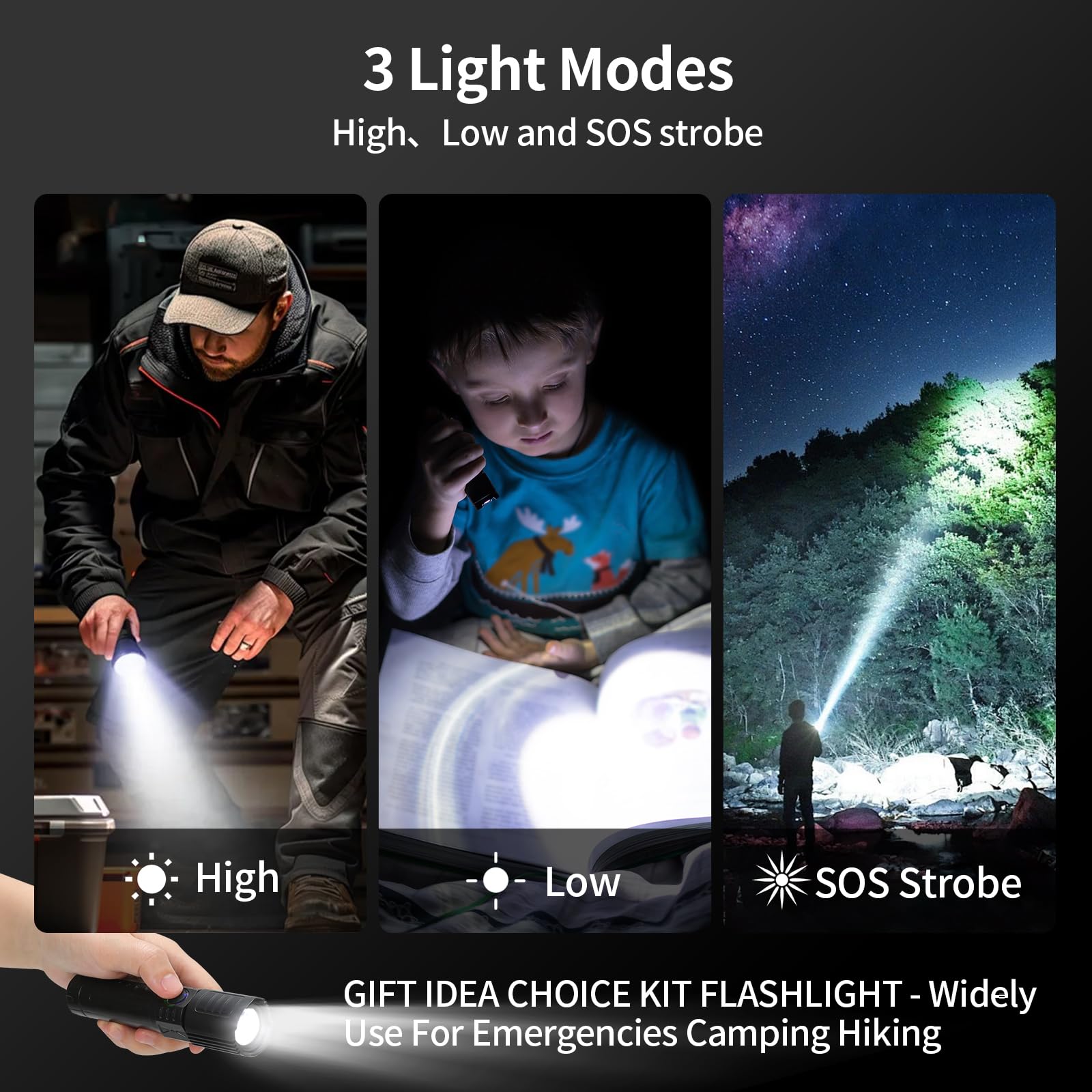 Luozroll Led Flashlight 2 Pack Mini Camping Flashlights With 3 Modes, Tactical Flashlight, Waterproof Zoomable Flash Light For Camping Gear、Hiking & Emergency