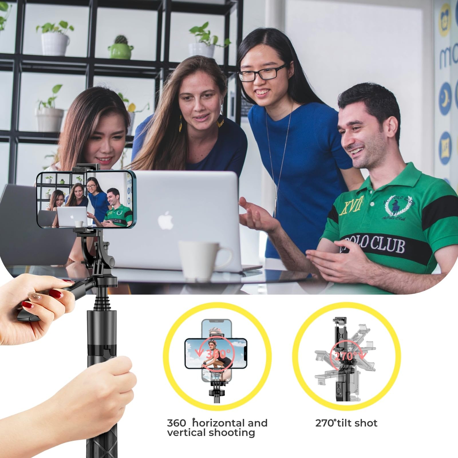 Ezigo Phone Tripod 62" Selfie Stick For Iphone With Remote And 3W Led Light, Universal Mount, Phone Stand For Recording & Streaming, Tripod For Iphone & Android Phone & Gopro