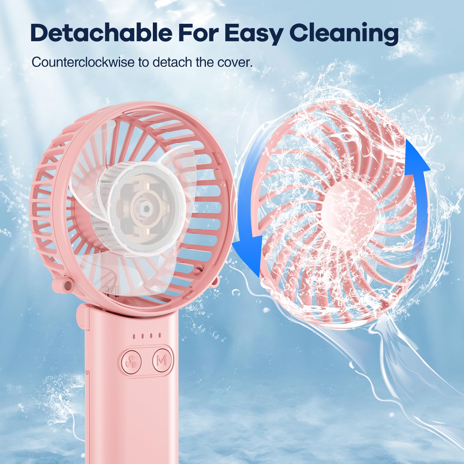 Handfan Handheld Fan, 5 Speeds Strong Airflow Hand Fan [Max 27 Working Hours], 180° Foldable Compact