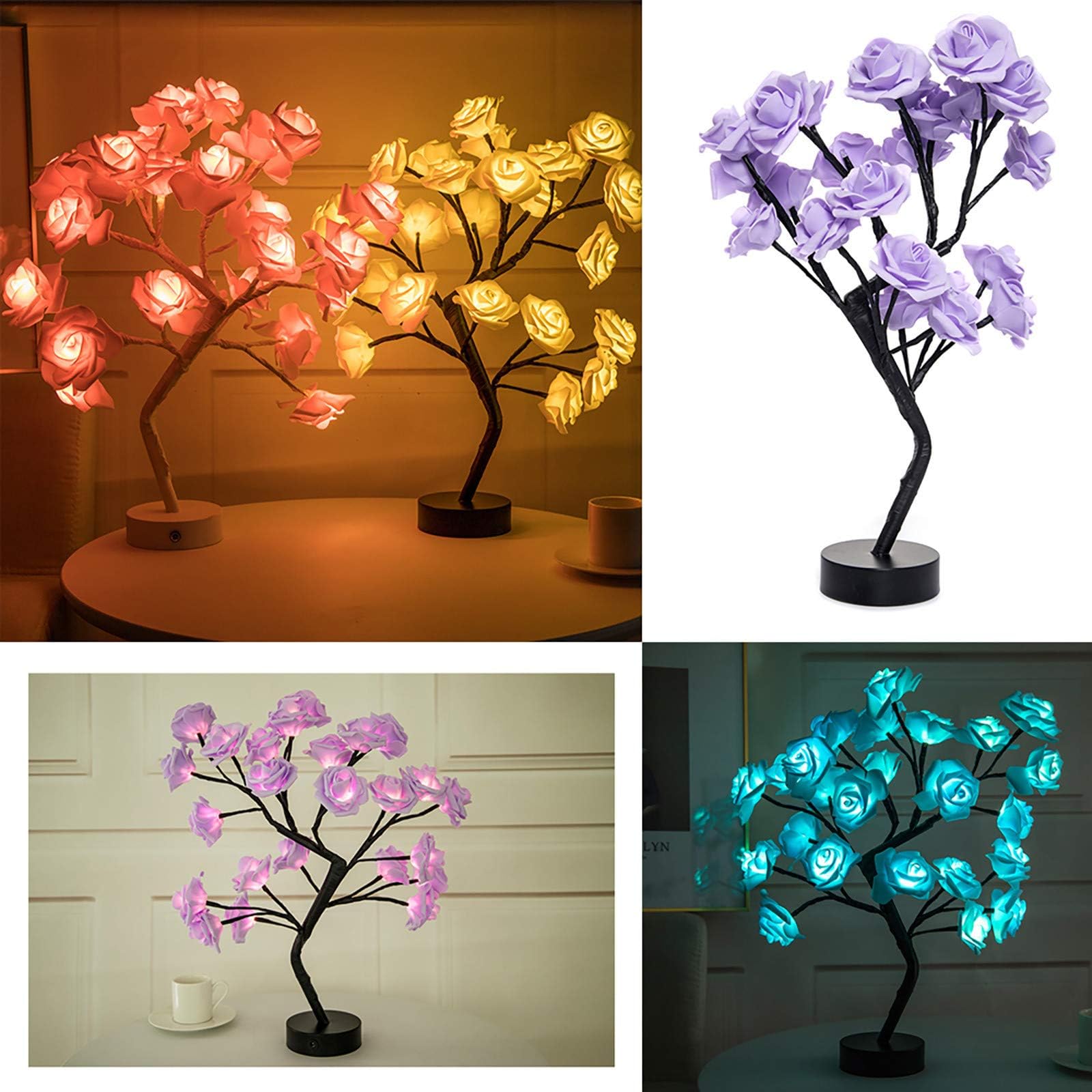 Sogooded Endless Rose Lamp, Rose Tree Lamp, Romantic Flower Lamp, Led Table Rose Night Light Atmosphere Decor, For Women Girls Wife Valentines Day Wedding Decor (Blue)