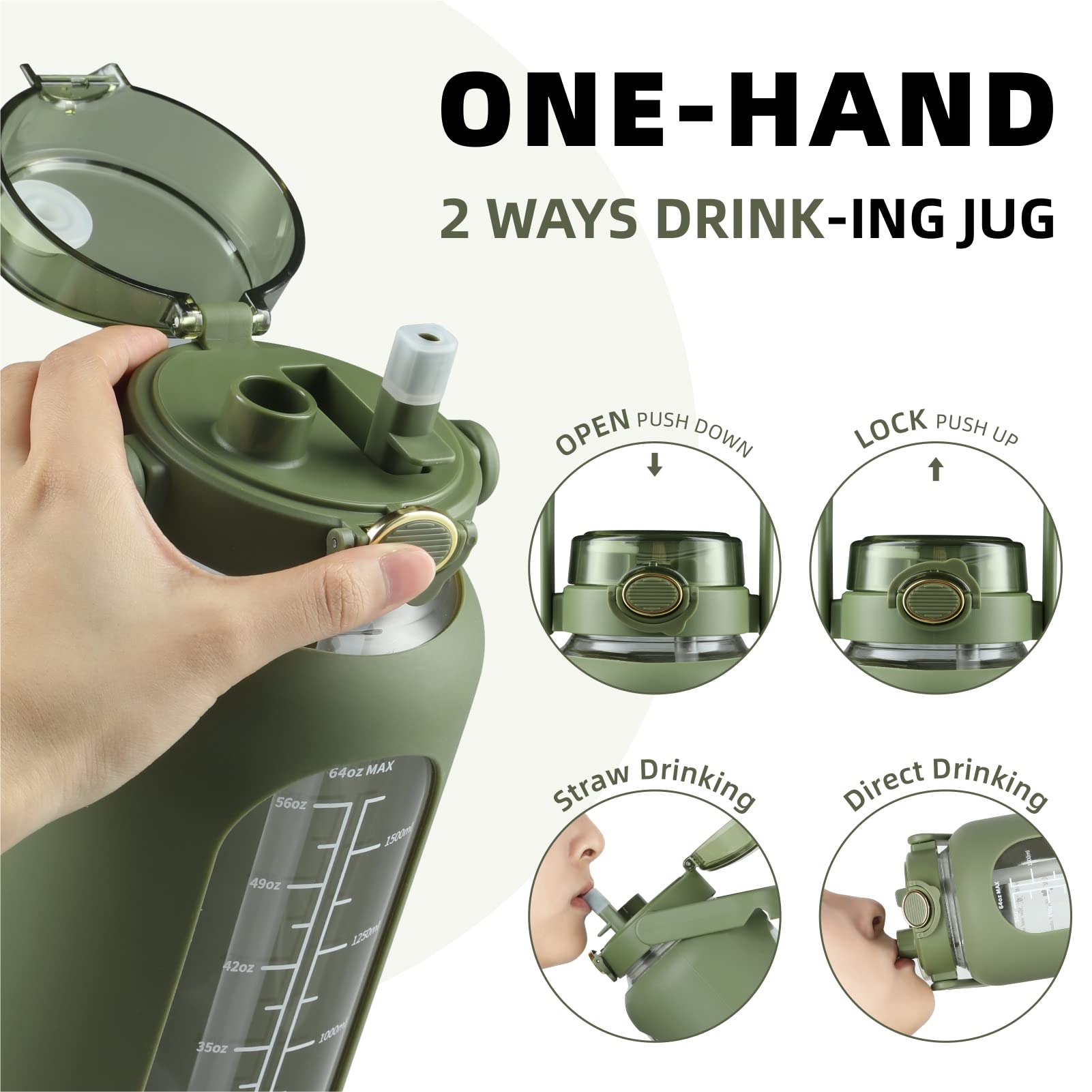 Sierozur 74Oz Glass Water Bottle With Straw And Lid Large Gallon Water Jug With Silicone Sleeve