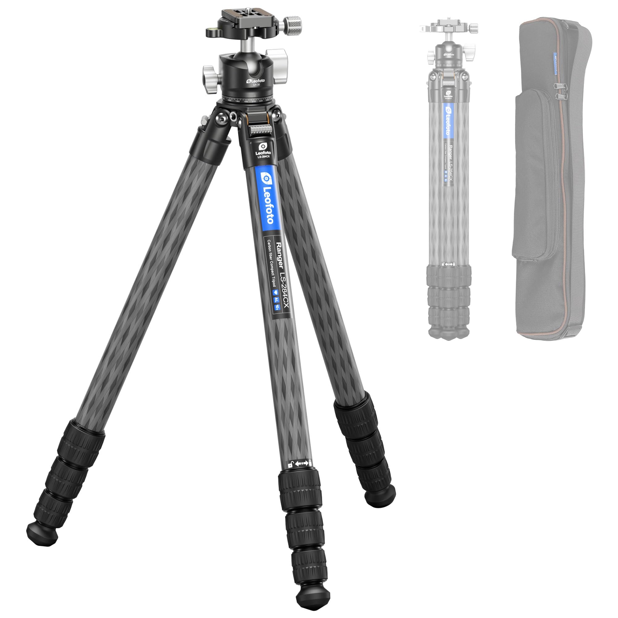 Leofoto Carbon Fiber Tripod For Camera With 360° Panoramic Ball Head, 67" Compact Lightweight Travel Tripod For Dslr Video Camcorder, Max Load 10Kg/22Lbs (Ls-284Cx+Lh-30)