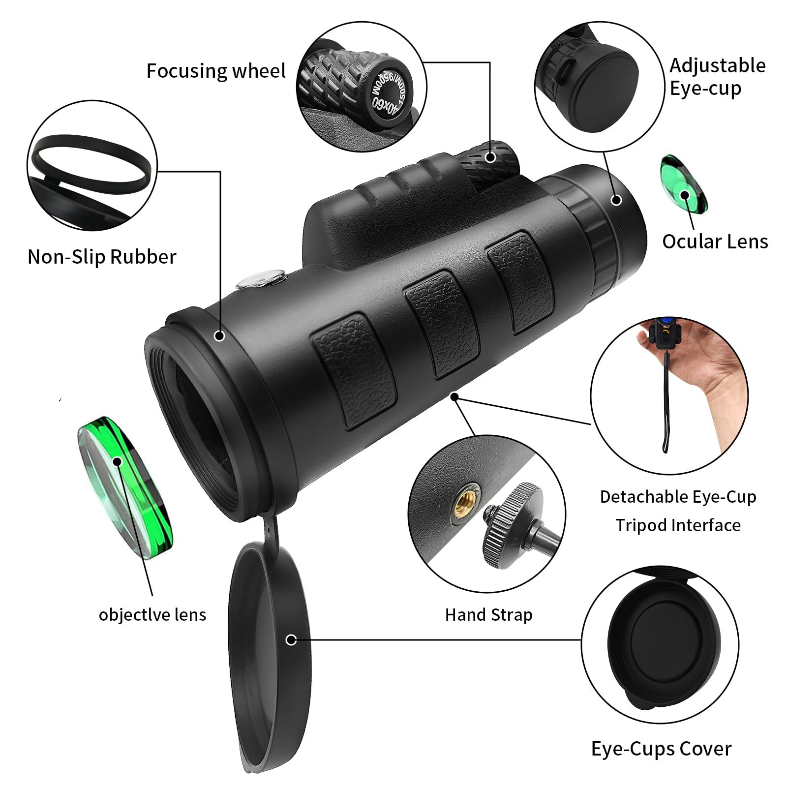 Yatime Monocular Telescope,80X100 Hd High Powered Monoculars For Adults With Smartphone Adapter Tripod,Monocular For Hunting Wildlife Bird Watching Travel Camping Hiking,Bak4 Prism Fmc Lens,Waterproof