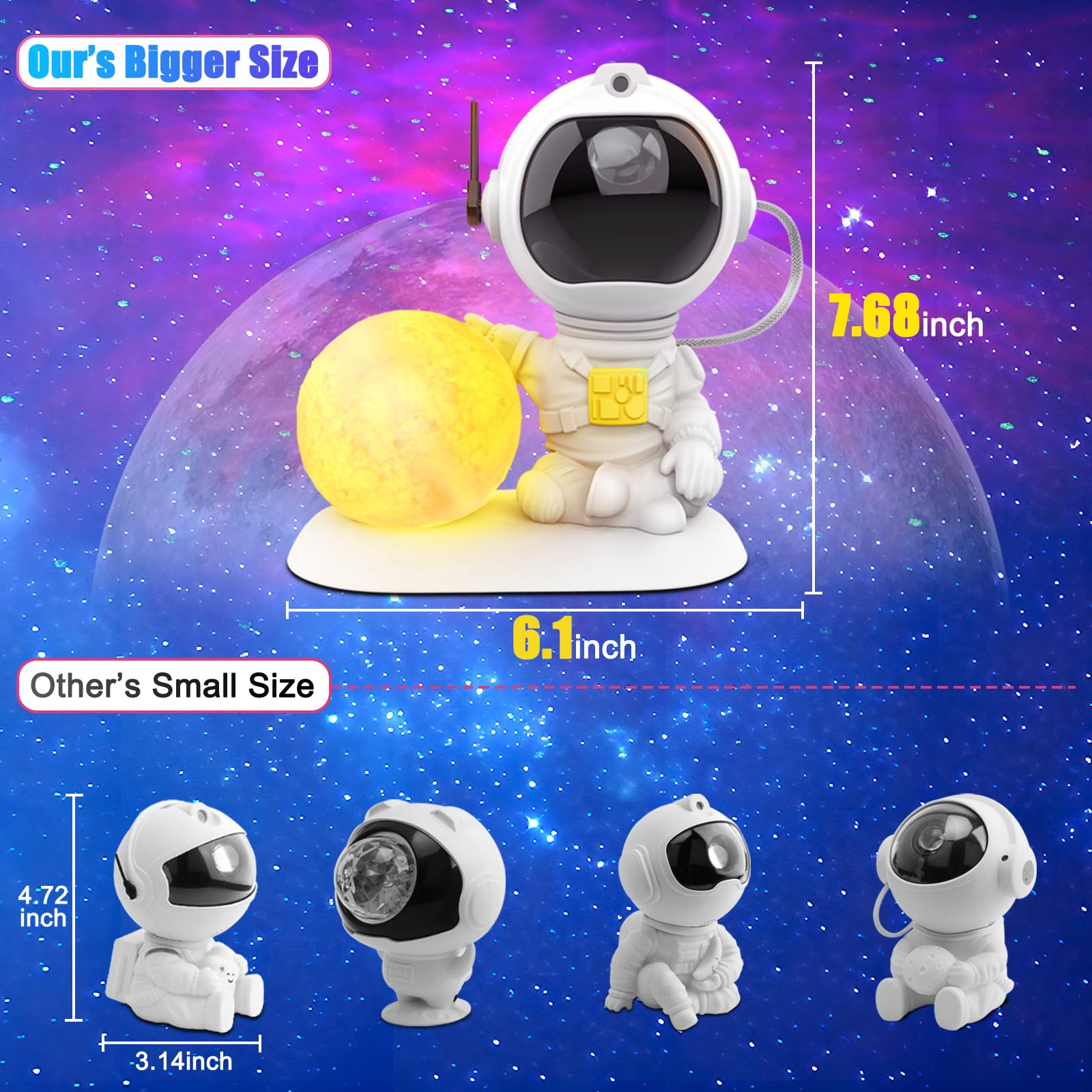 Gdnzduts Astronaut Galaxy Projector, 3 In 1 Star Projector With Remote And Timer, 33 Light Effects, 3.5 Inch Moon Lamp Led Night Light For Kids Room, Home Decor,  For Girls Boys Kids Teens Birthdays