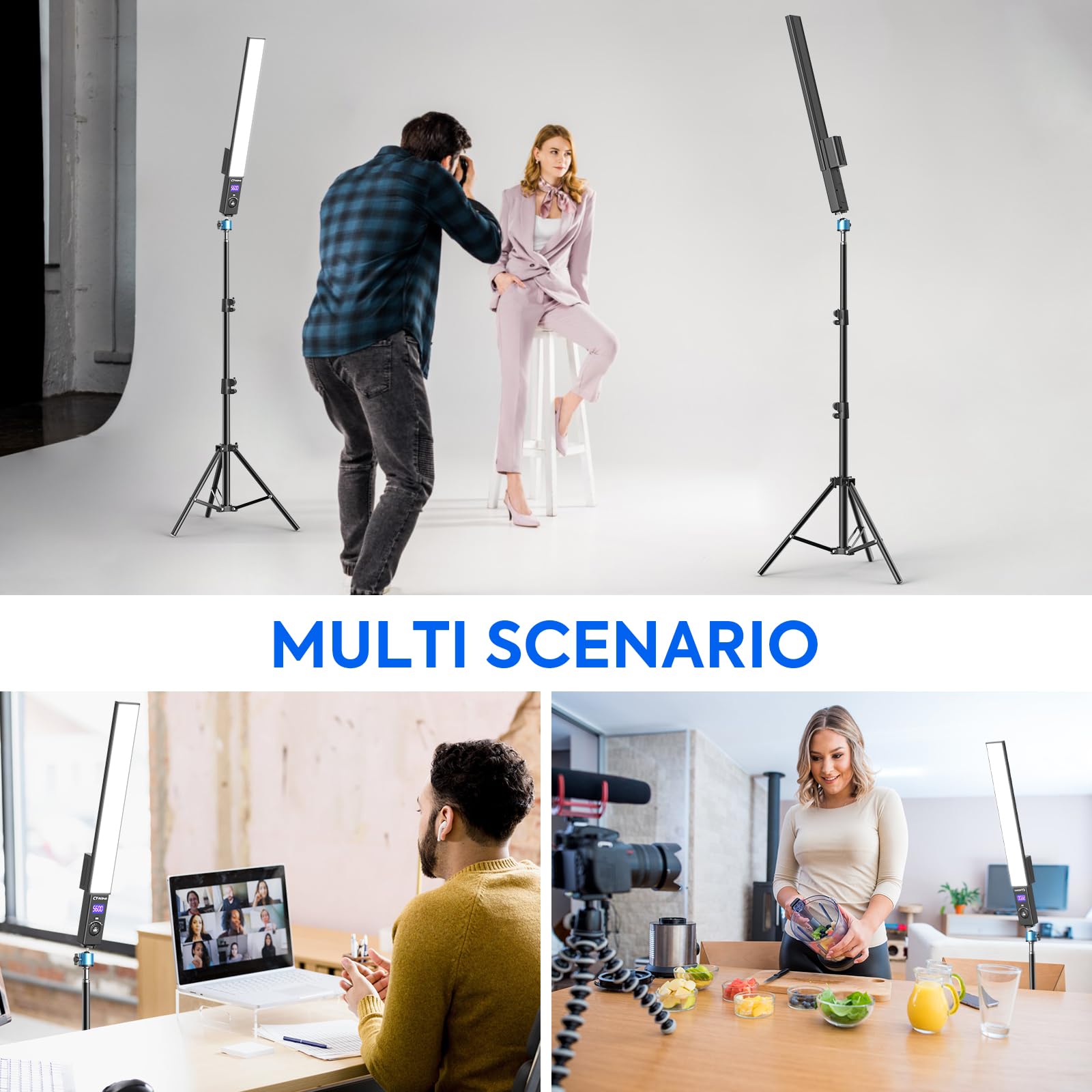 Sedgewin Led Video Light Battery Powered Photography Light Portable Handheld Wand,Dimmable 3000-6000K Photo Studio Light Kit With 6600Mah Li-Ion Battery And Adjustable Tripod Stand For Live Streaming, Youtube