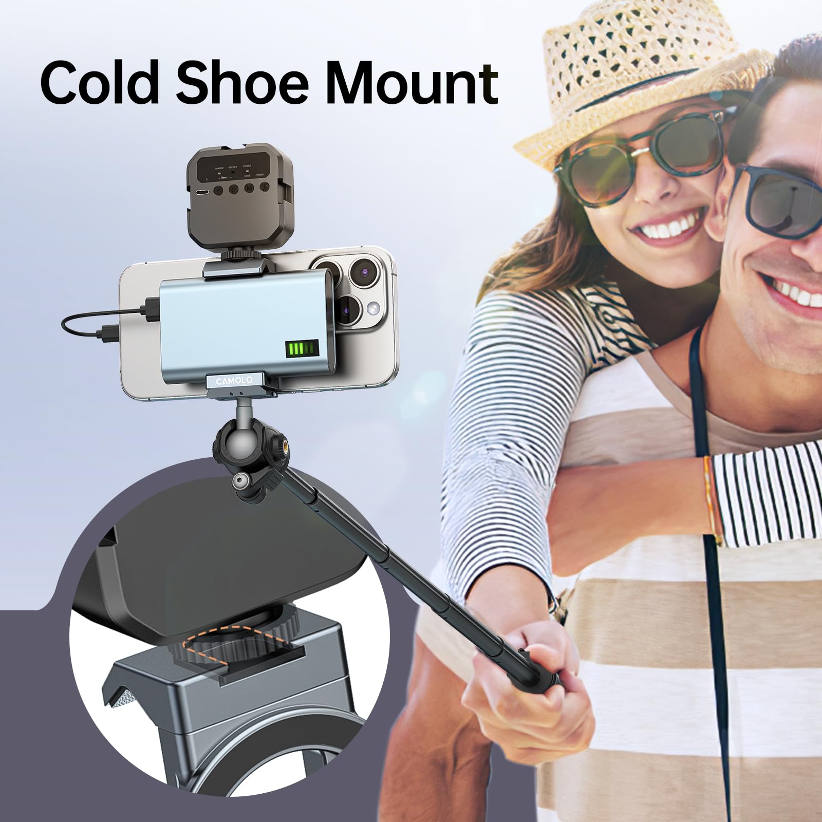 Camolo Geek Metal Phone Tripod Mount With Arca Port & Magnetic 1/4"-20 Action Camera Adapter, Adjustable Smartphone Tripod Adapter Clamp Cell Phone Stand Holder Compatible With Iphone 16 Plus Pro Max Gopro