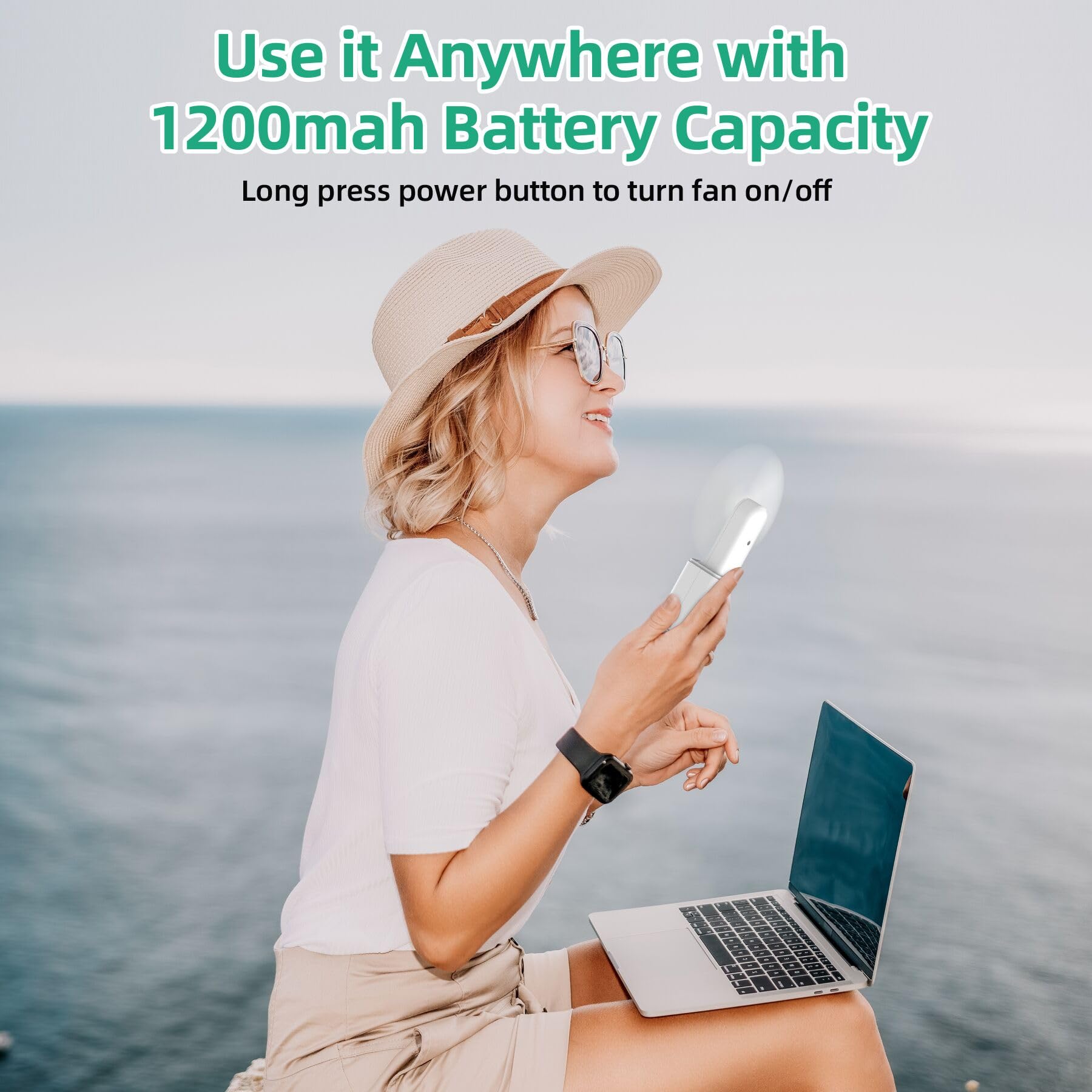 Sevenka 2-Pack Rechargeable Fan With Flashlight, 2In1 Mini Handheld Fans With Light, Pocket Usb-C Rechargeable Hand Fans, Portable Fans Cooling And Lighting Solution For Summer Travel Camping Outdoor