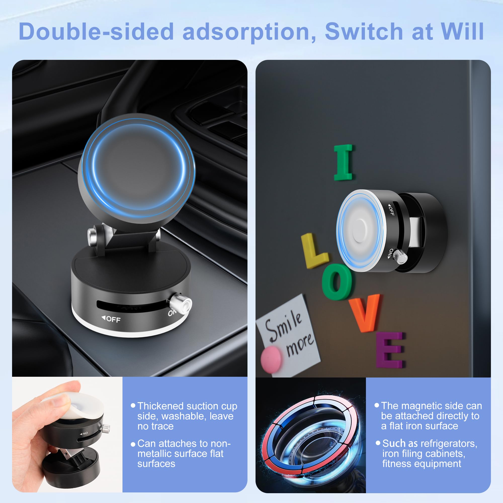Get Magnetic Phone Holder For Car, 360° Position Suction Cup Phone Mount, Foldable Vacuum Magnetic Phone Stand For I-Phone 16/15/14/13/12 All Phones