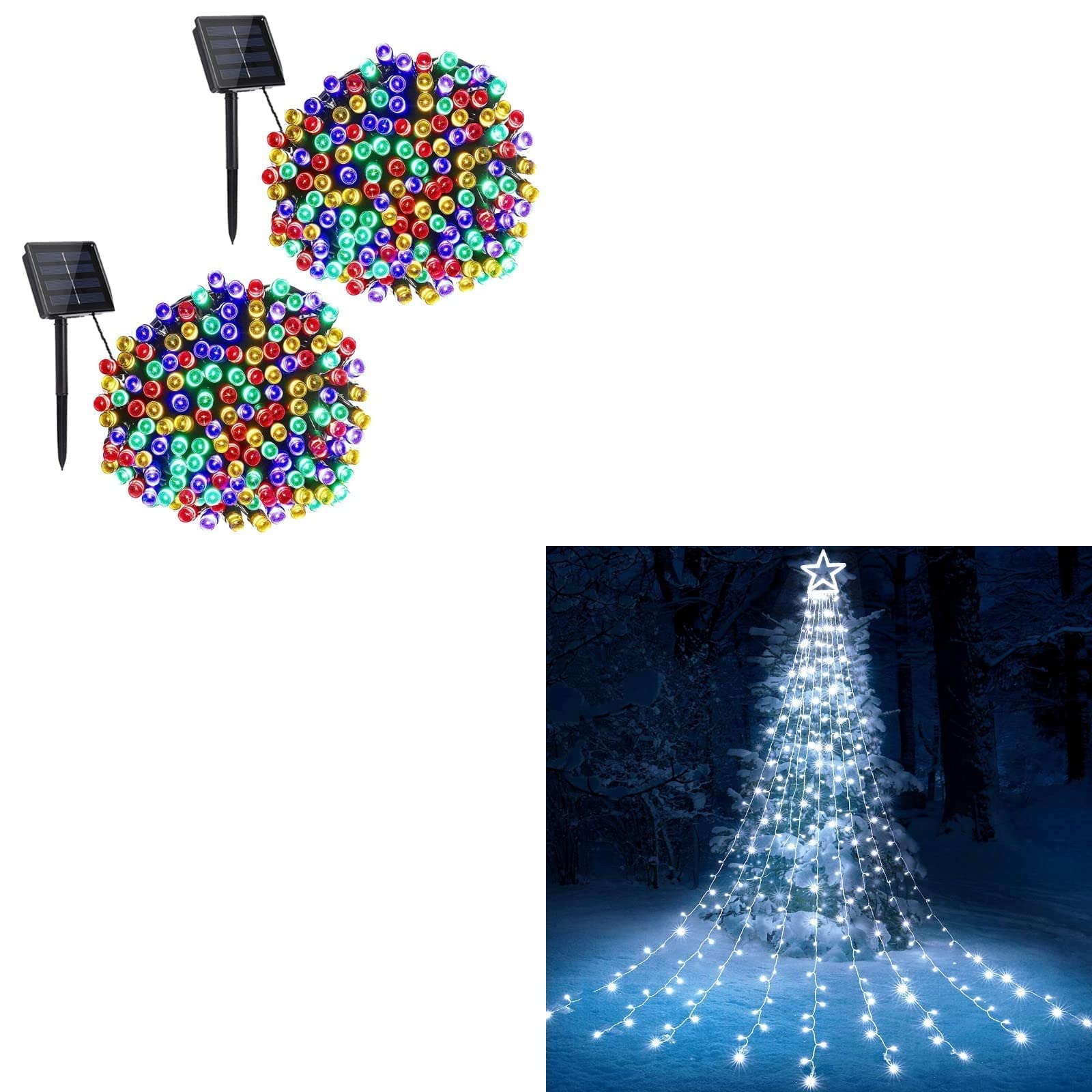 Toodour 2 Packs 72Ft 200 Led 8 Modes Solar Christmas String Lights & 317 Led 10Ft X 9 Outdoor Christmas Decorations Lights With 12" Topper Star