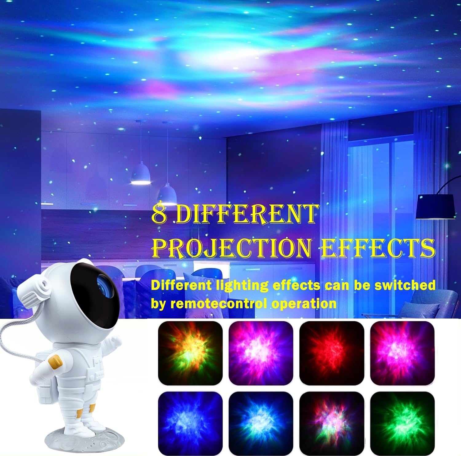 Ab Attaboy Astronaut Galaxy Projector, Space Projector Night Light, Star Projector,3D Starry Nebula, With Timer And Remote Control For Kids,Adults Bedroom Decoration,Party(White)